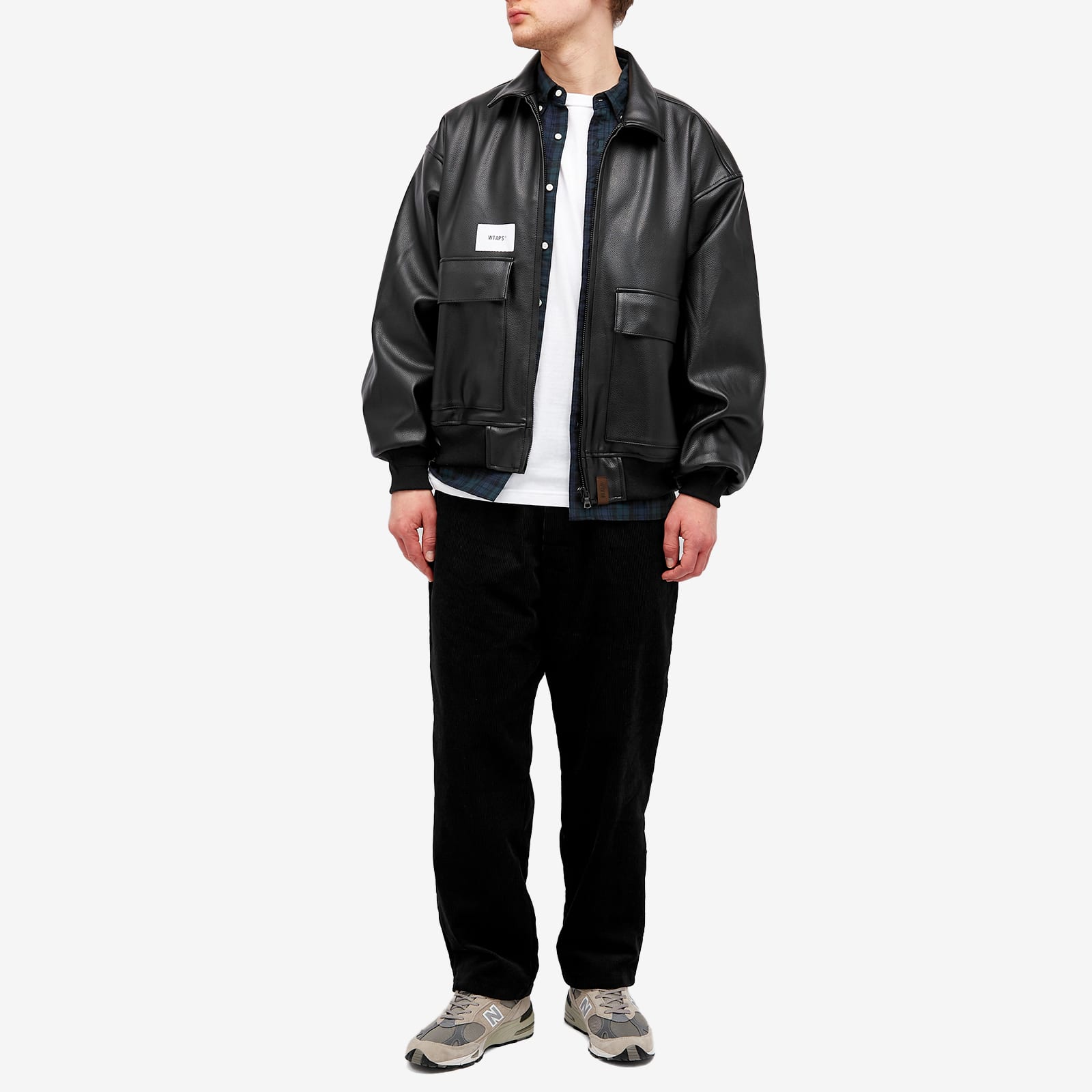 WTAPS Men's 04 Synthetic Leather Flight Jacket Black | 242CWDT WTAPS Men's 04 Synthetic Leather Flight Jacket Black | 242CWDT
