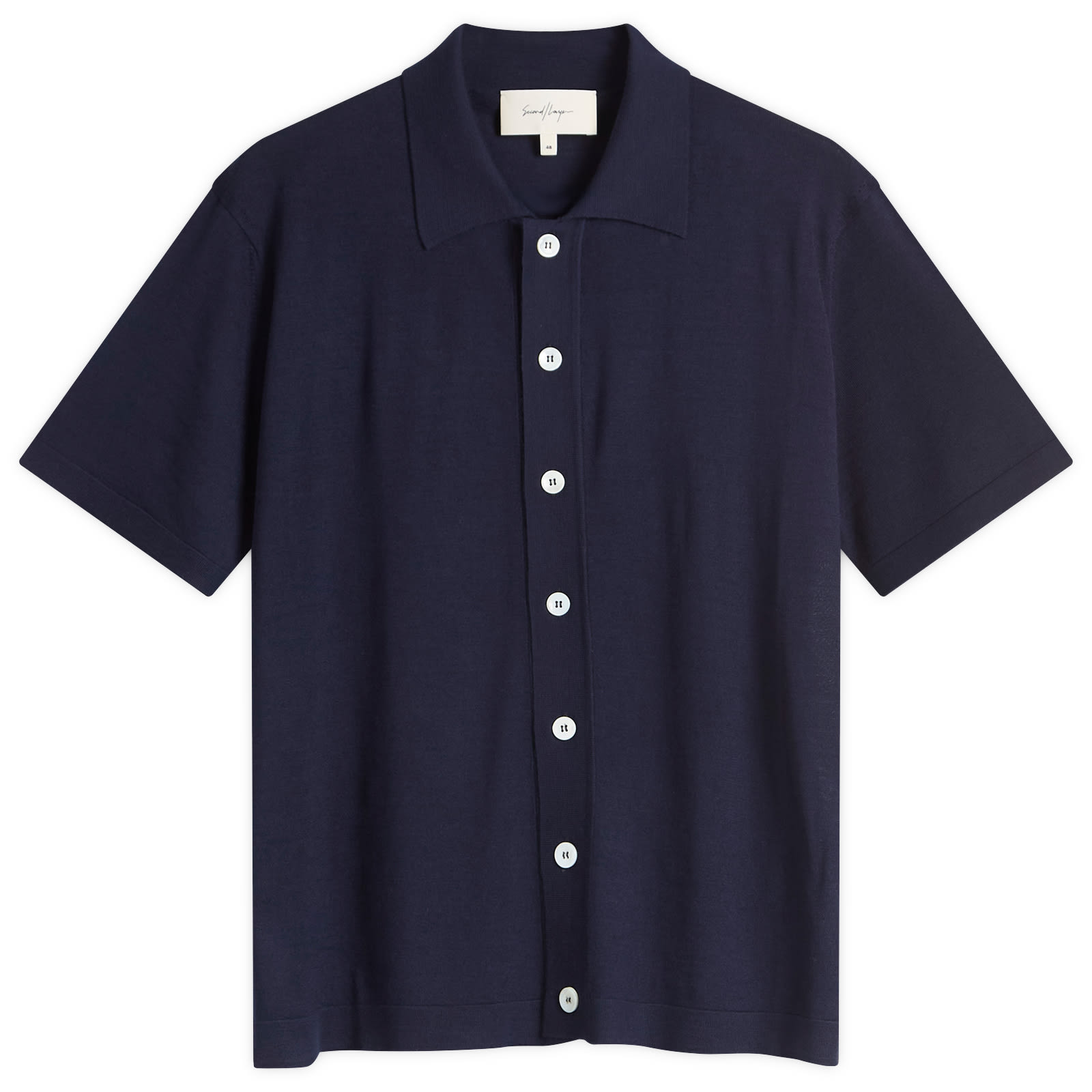 Second/Layer Men’s Button Through Knitted Shirt Navy