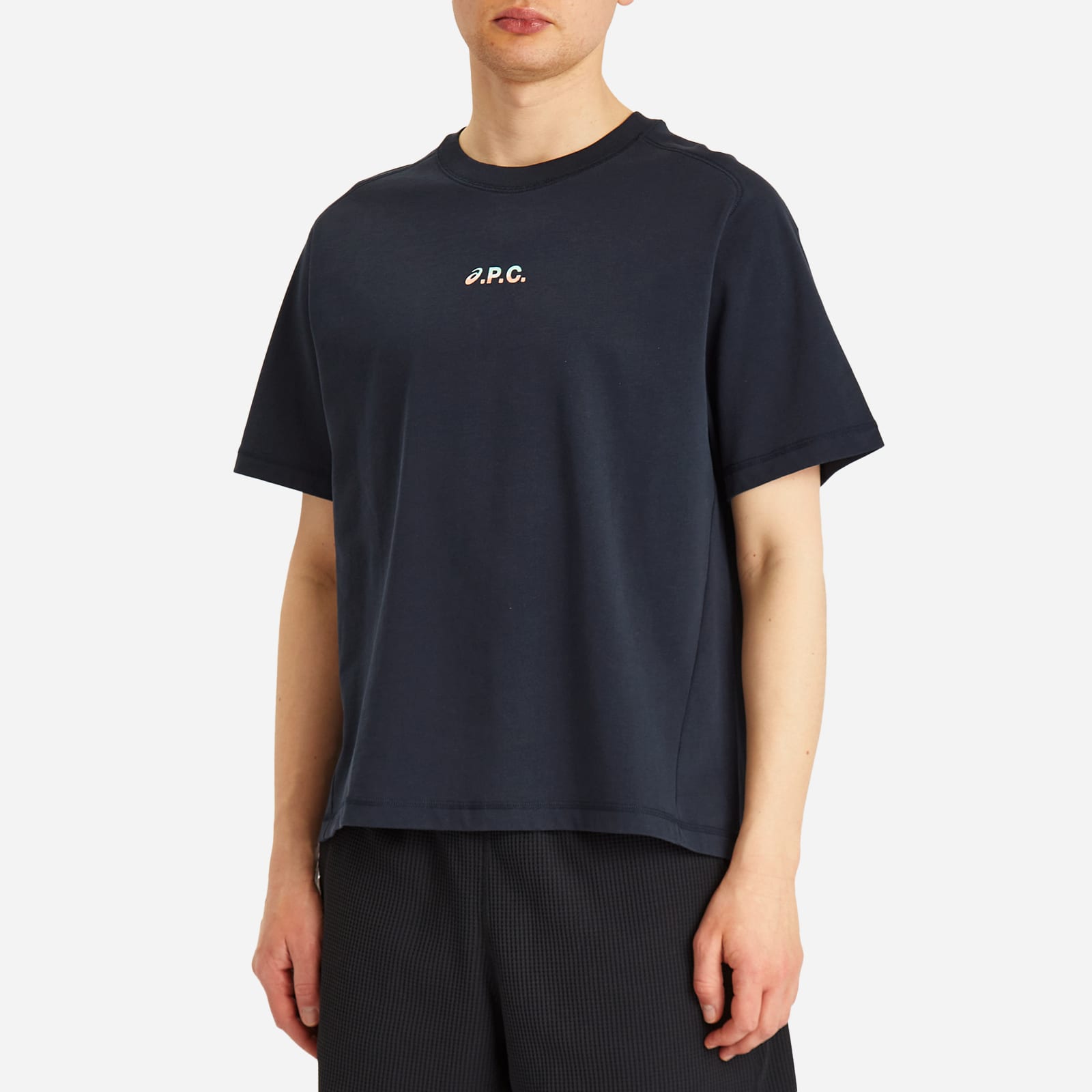 A.P.C. ASICS コラボ ウインド COEAV-H26453-IAK：ネイビー A.P.C. Men's x Asics Wind Logo T-Shirt Dark Navy - Curated