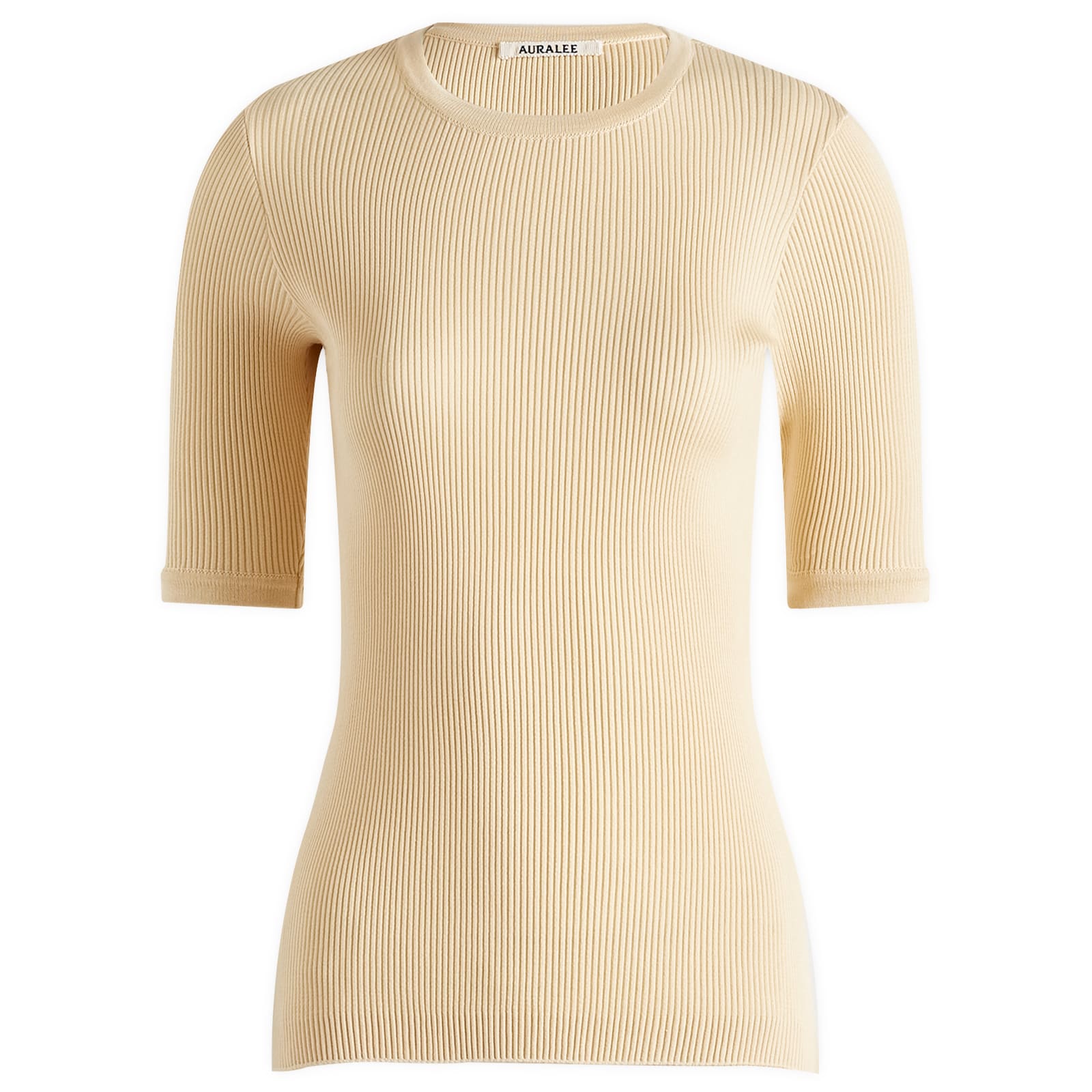 Auralee Cotton Rib Knit T-Shirt Yellow Beige | END. (TW)