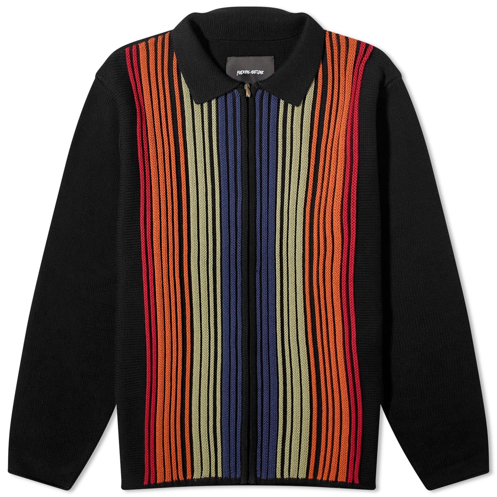 Fucking Awesome Multi Stripe Zip Polo Black | END. (AR)