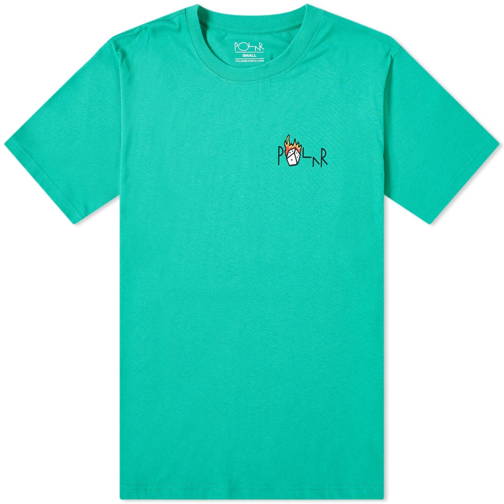 Storming into the new season with colourful artwork by sidewalk surfer Jacob Ovgren, this Polar Skate Co. tee is animated with an anarchic castle scene at its back. Dressed in mint green, the short sleeved style is signed off with a burning die logo at its chest.

100% Cotton
Ribbed Crewneck
Printed Branding 
Jacob Ovgren Artwork 
Made in Portugal