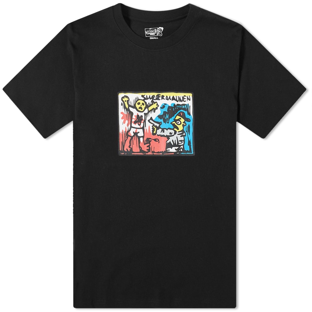 Jacob Ovgren’s comic book-inspired art sits front and centre on the ‘Supermannen’ tee from Polar Skate Co., with the Swedish label favouring it in place of any traditional branding. Loose fitting sleeves, a ribbed crewneck and a pure cotton make up bring comfort for every occasion, while Portuguese construction ensures high quality.100% CottonRibbed CrewneckJacob Ovgren ArtworkMade in Portugal