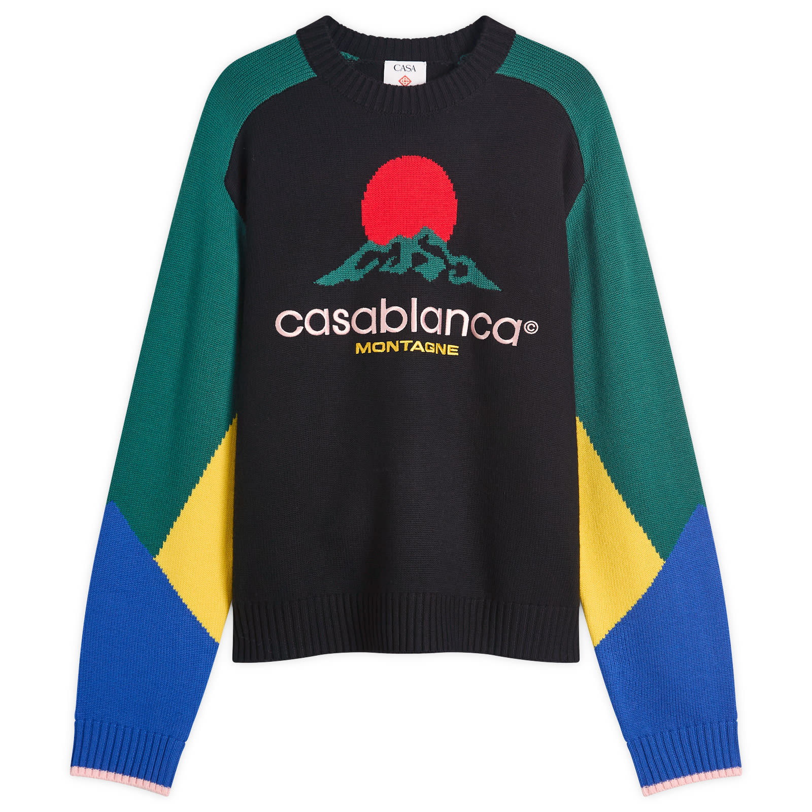 Casablanca Men's Intarsia Crew Monyagne Knit in Black, Size Medium 