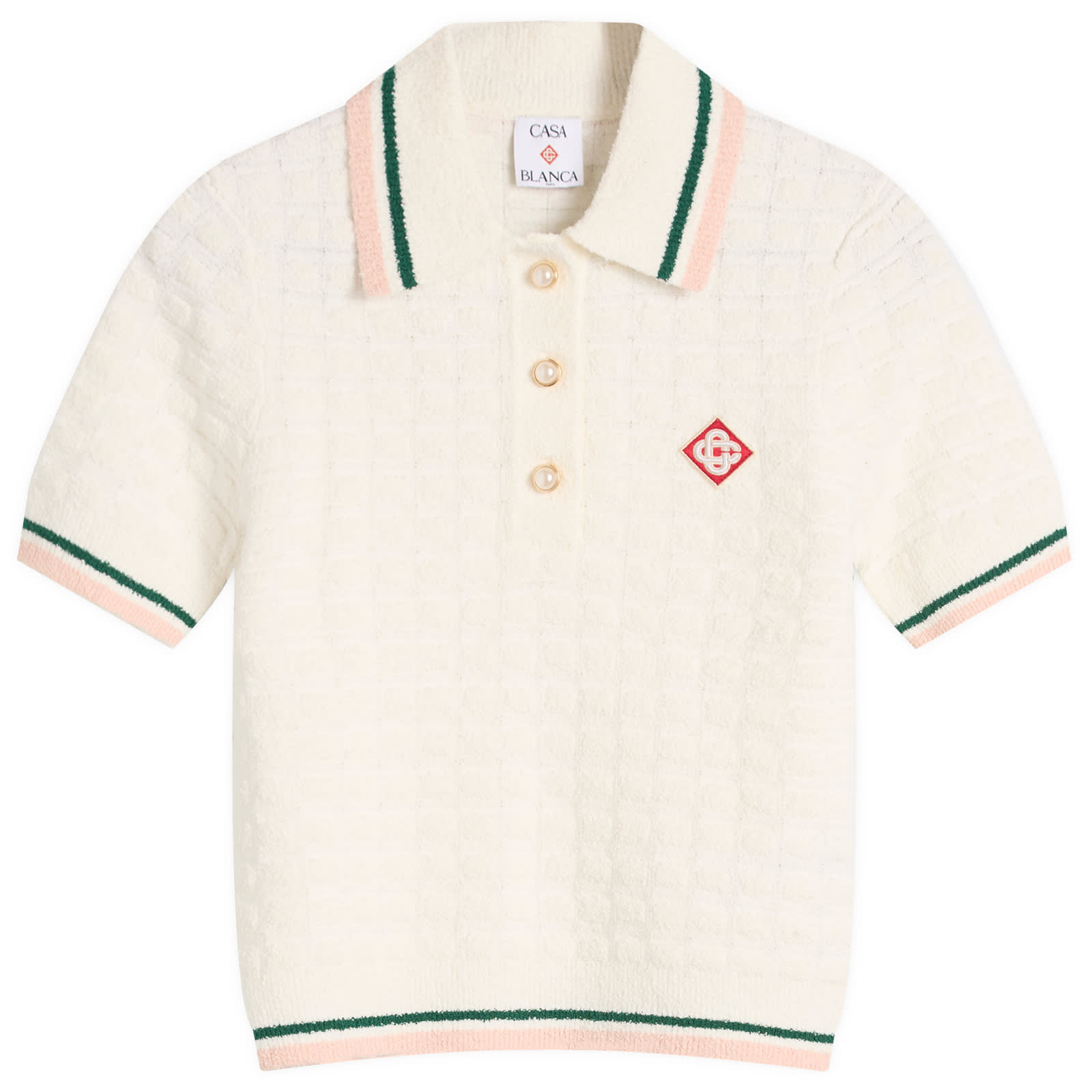 Tシャツ・カットソー Casablanca FW25 BOUCLE POLO (WPF25KW101701 WHITE) Casablanca Boucle Polo White | END. (TW)