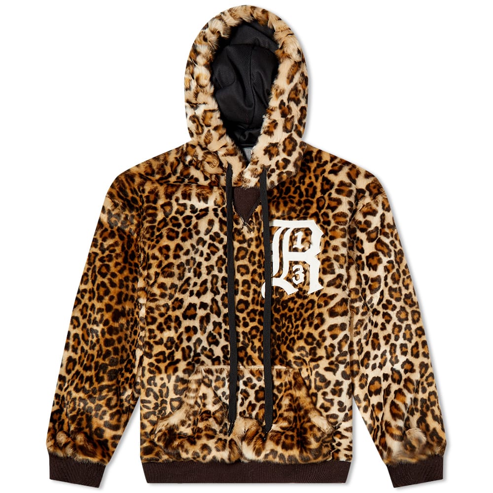 R13 Oversized Faux Fur Hooded Jacket Leopard END.