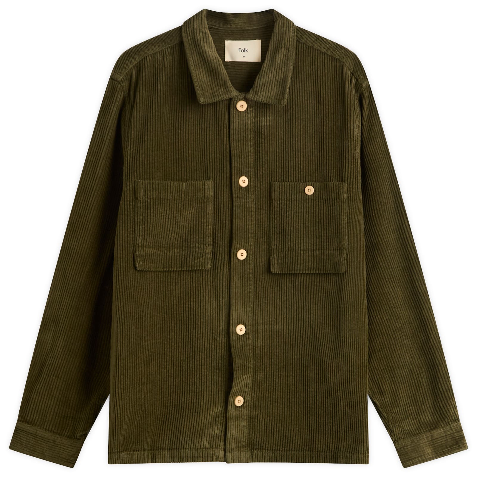 Folk Men's Olive Chunky Cord Patch Overshirt