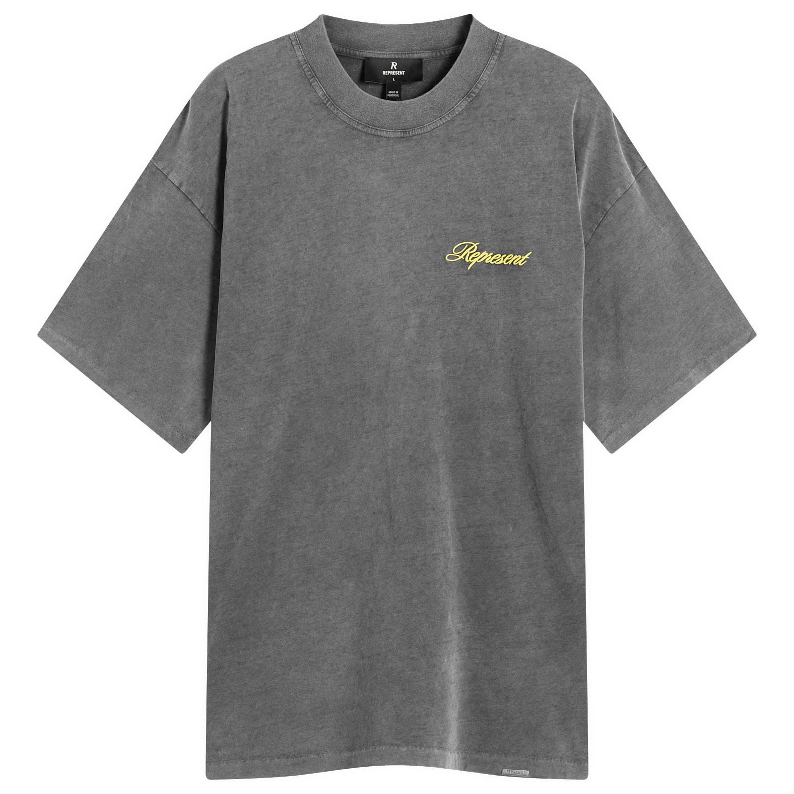 Represent Men's Vintage Grey Script Logo T-Shirt