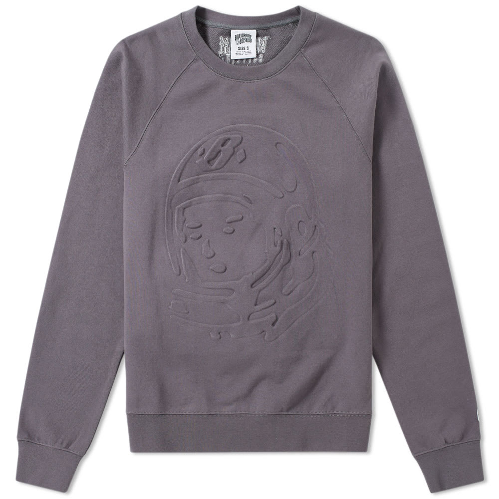 Between Japanese streetwear designer Nigo and music mogul Pharrell Williams, it’s no surprise their creative collaboration the Billionaire Boys Club has been such a success. An embossed helmet graphic to the chest of this cotton crew sweat literally adds a new dimension to the design, while the BBC signature branding sits to the sleeve and reverse.

100% Cotton
Embossed Helmet Graphic to Front
Astronaut Patch to Sleeve
Raglan Sleeves
Ribbed Crewneck, Cuffs & Hem
Embroidered Logo to Reverse