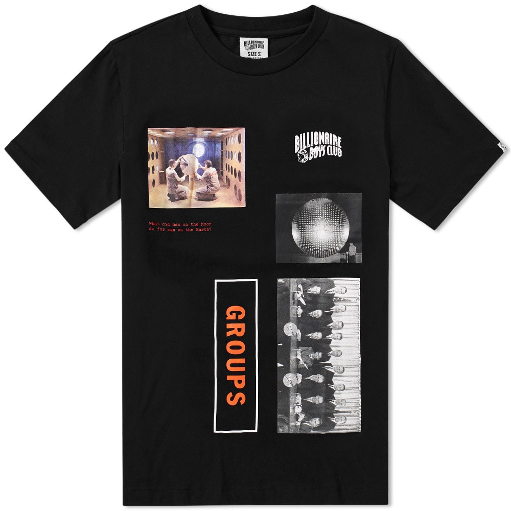 Between Japanese streetwear designer Nigo and music mogul Pharrell Williams, it’s no surprise their creative collaboration the Billionaire Boys Club has been such a success. Utilising the brand’s substantial influences from all things other-worldly, this printed tee boasts a collage of galactic inspired imagery and typography, derived from co-founder Pharrell’s self-confessed love of outer space.

100% Cotton
Graphics to Front & Back
Printed Logo to Chest
Ribbed Crewneck
Astronaut Tab to Sleeve