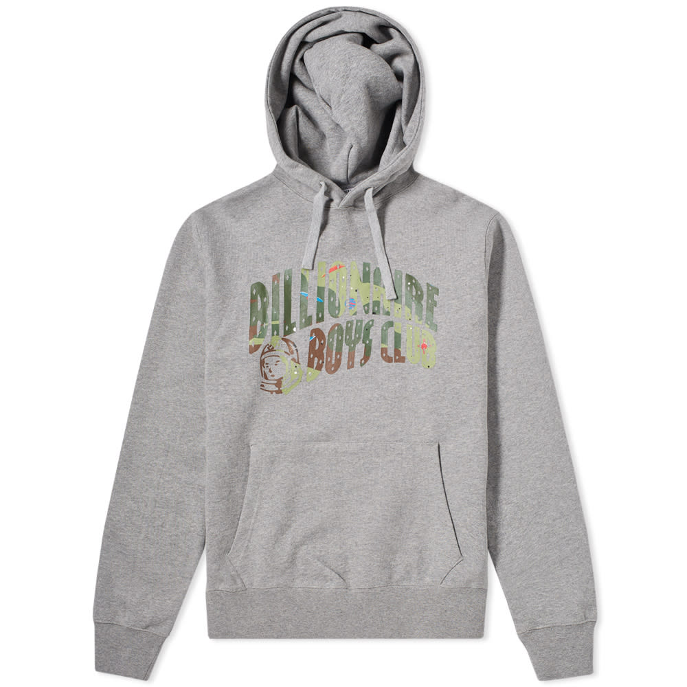 Between Japanese streetwear designer Nigo and music mogul Pharrell Williams, it’s no surprise their creative collaboration the Billionaire Boys Club has been such a success. If anyone could fuse camo and space into one print it’d be BBC, and of course they’ve gone and done it. Printed onto the signature arch logo, a complementing astronaut graphic sits to the back of the cotton constructed hoody, while a branded patch is stitched to the sleeve.

100% Cotton
Drawstring Hood
Kangaroo Pocket
Camo & Space Print Arch Logo
Back Astronaut Graphic
Ribbed Cuffs & Hem
Astronaut Patch to Sleeve