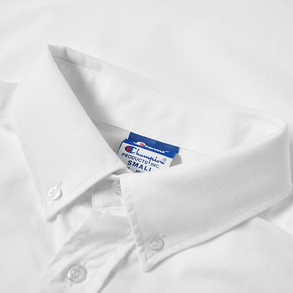 Champion x Beams Logo Sleeve Button Down Oxford Shirt White | END. (US)