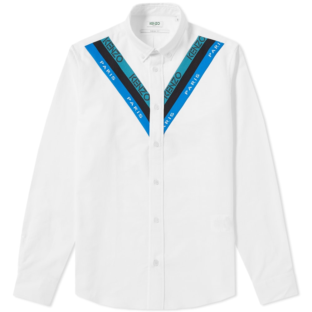 Kenzo Knitted Insert Oxford Shirt White & Blue | END. (UK)