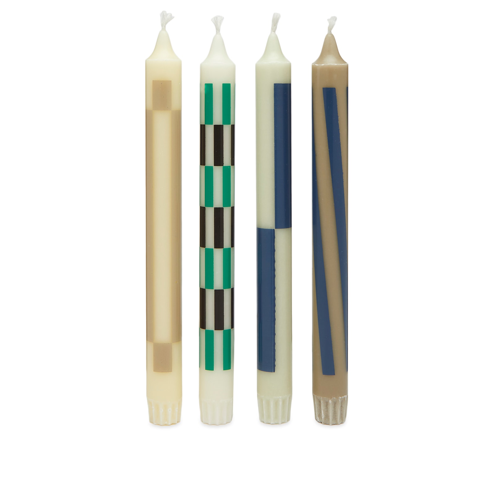 Hay Unisex Cream/Dark Pattern Candle - Set Of 4