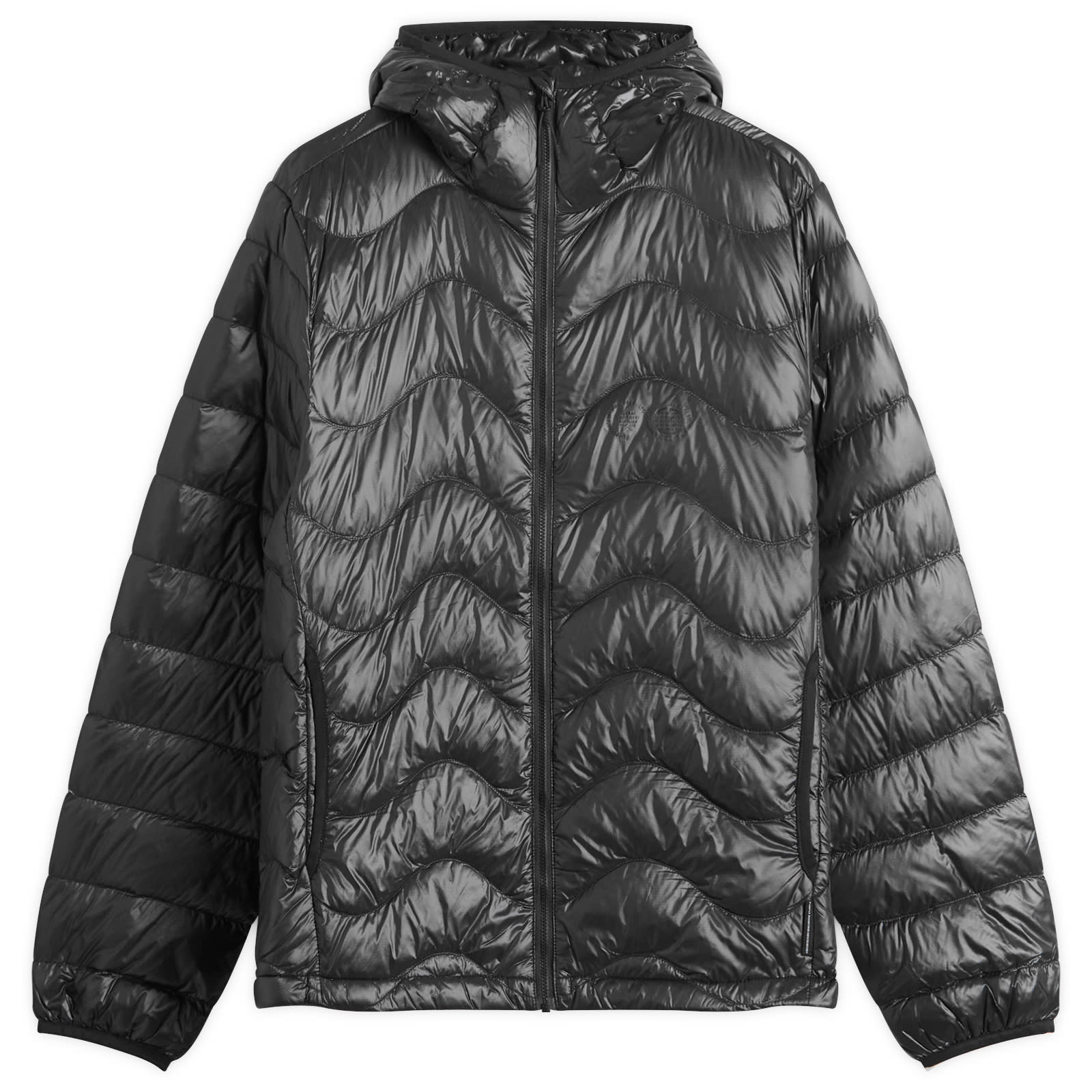 Purple Mountain Observatory — Purple Mountain Observatory Men's Waves Hooded Puffa Jacket in Black, Size X-Large