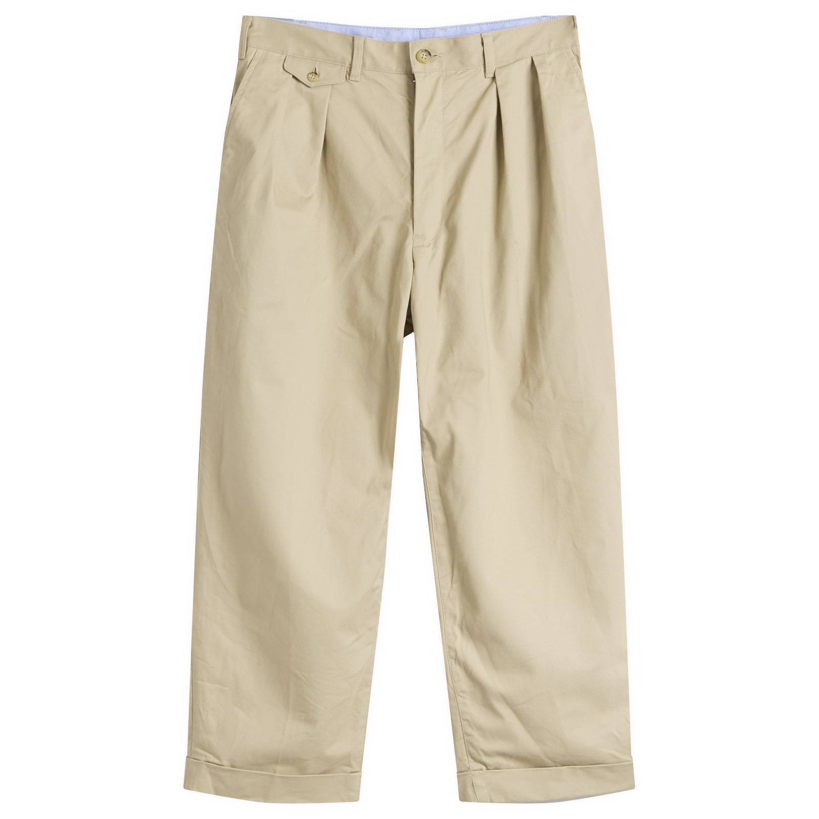 Beams Plus Men's 2 Pleat Chino Khaki - Curated Menswear