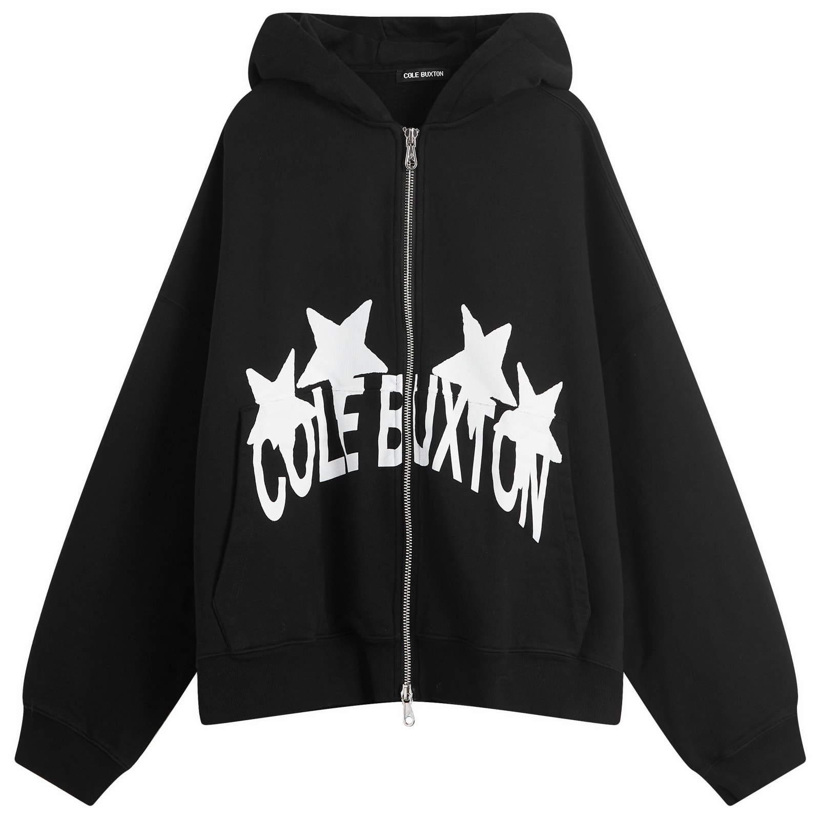 Cole Buxton Men's 4 Star Zip Hoodie Black | AW24FSZH290-000