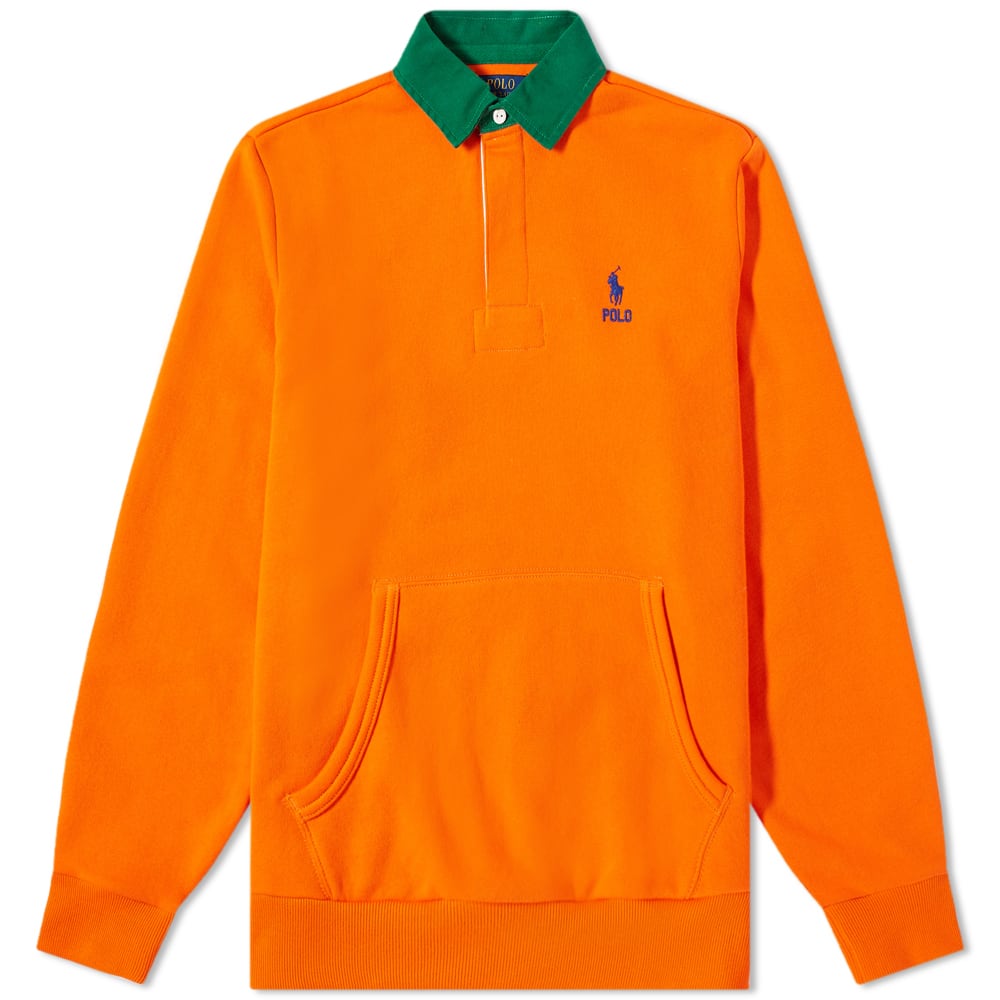Polo Ralph Lauren Kangaroo Pocket Jersey Rugby Shirt Sailing Orange