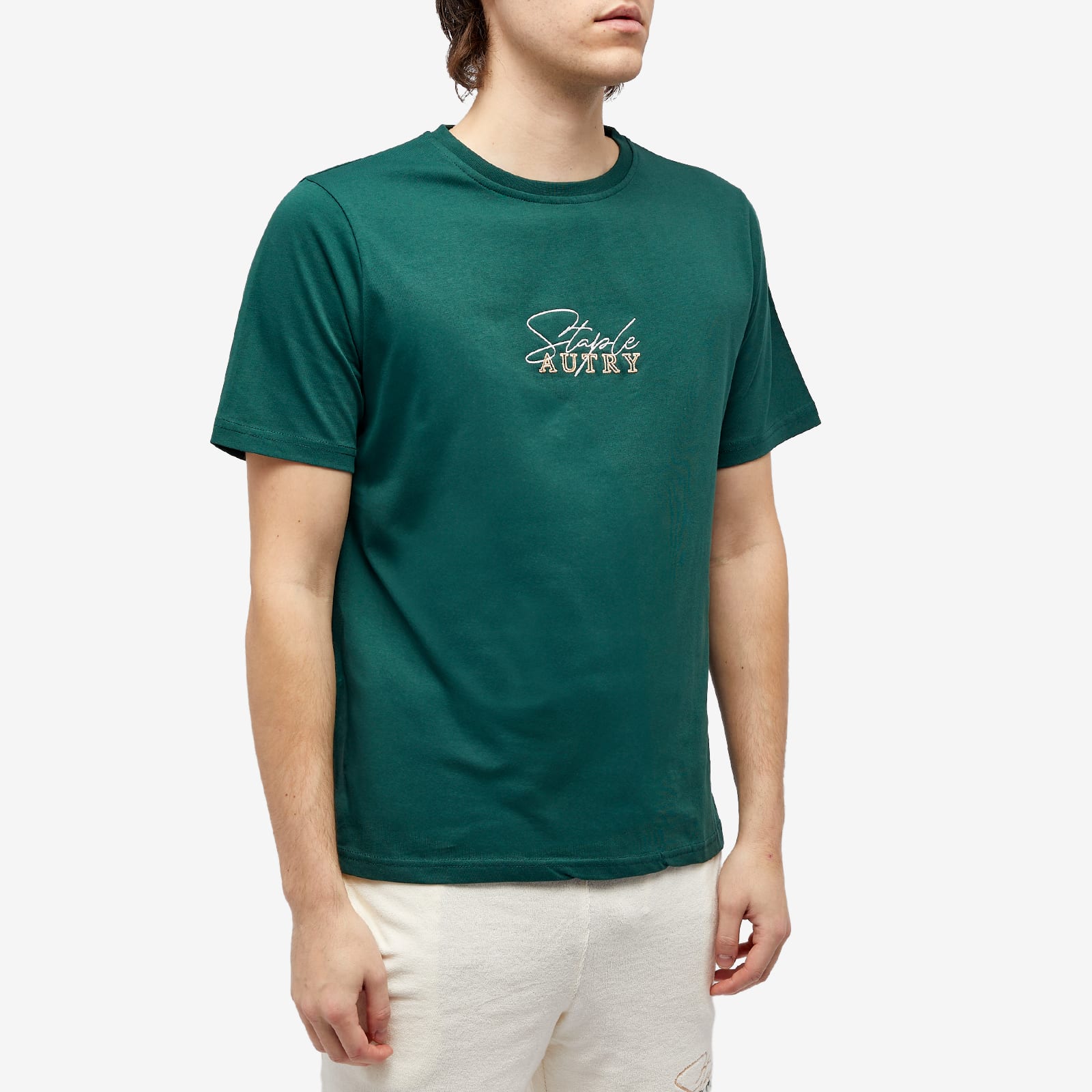 Tシャツ・カットソー AUTRY Men T Shirts TSPM 87CC Green Autry Men's x Staple T-Shirt Tinto Green - Curated Menswear
