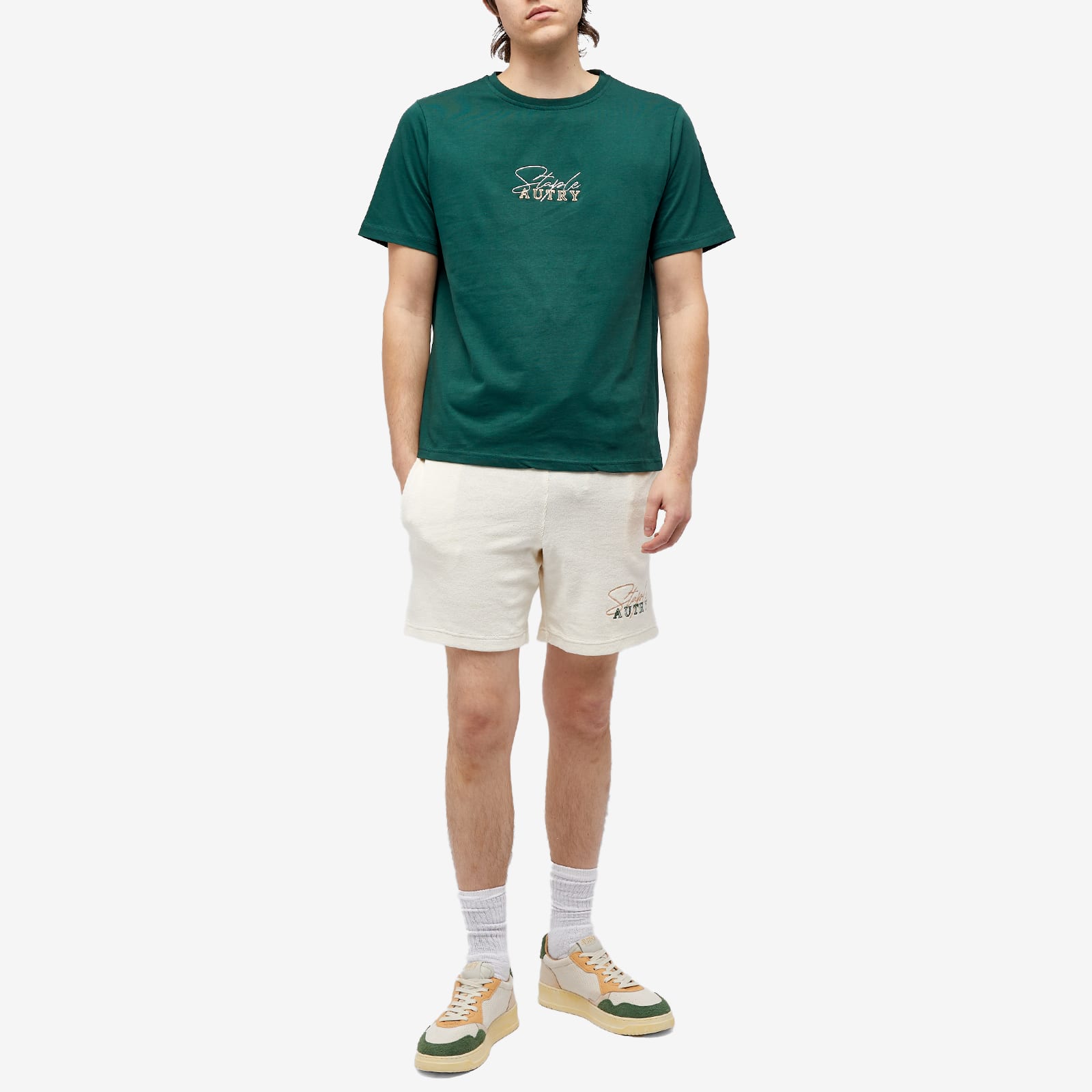 【送料&関税込】Autry Staple T-shirt Autry x STAPLE Unisex T-Shirt Green TSJU2749 | FOOTDISTRICT