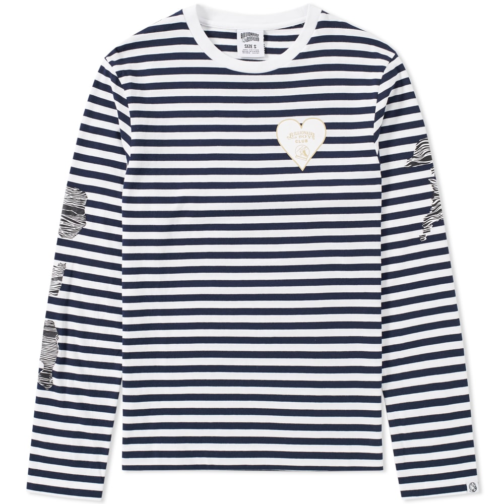 The Damage Stripe Tee from Billionaire Boys Club takes on a distinct maritime aesthetic, the streetwear label's logo sitting to the chest in a printed heart format. Both of the tee's sleeves has been styled with a series of prints to replicate 'damage'. 

100% Cotton
Woven Stripe Jersey
Damage Print To Sleeve
Logo Print To Chest
Ribbed Crew Neck 
Woven Branded Tab