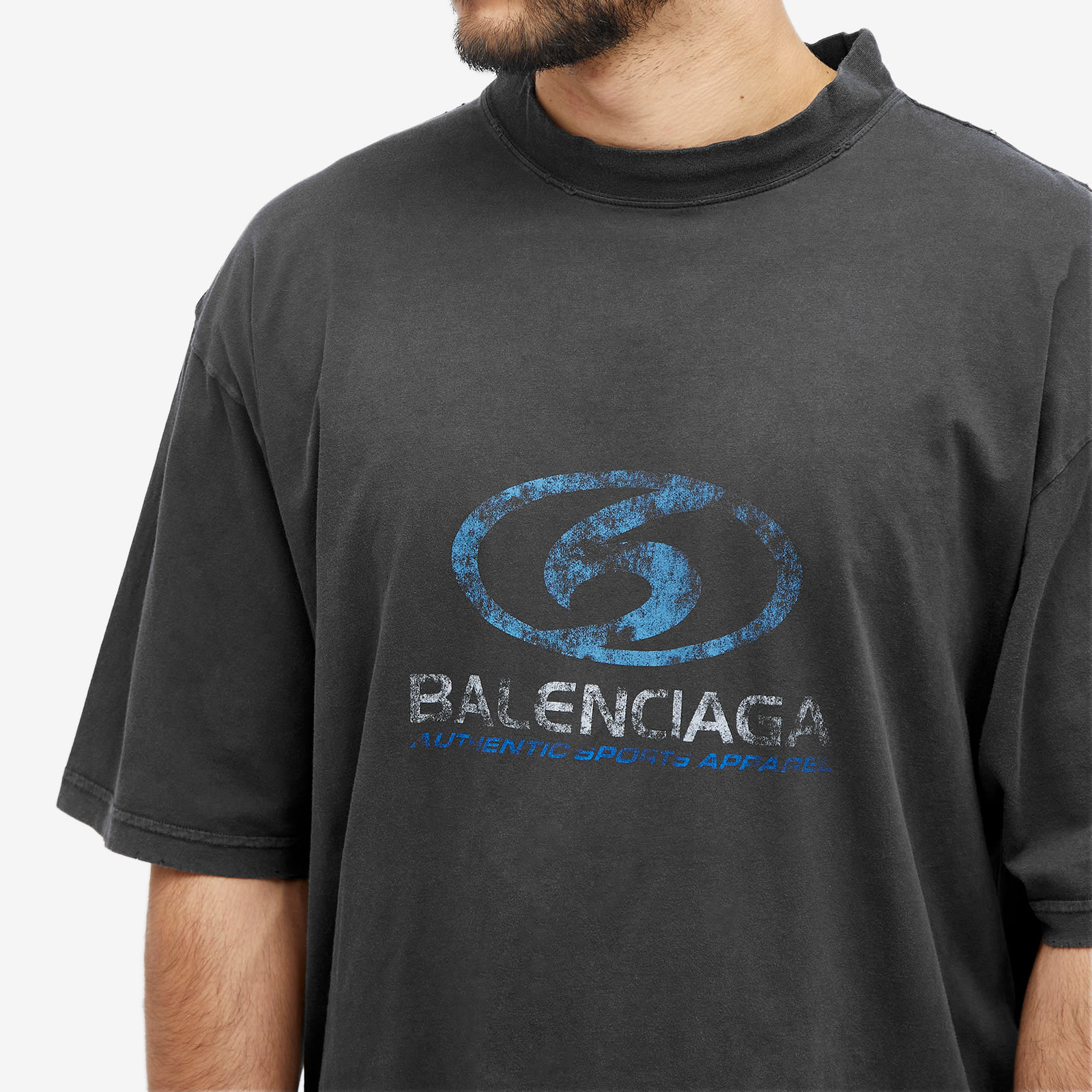【Balenciaga】TSHIRT SURFER THIN JERSEY◆764235TPVM3 Balenciaga Surf Logo Tee White & Light Blue | END. (US)