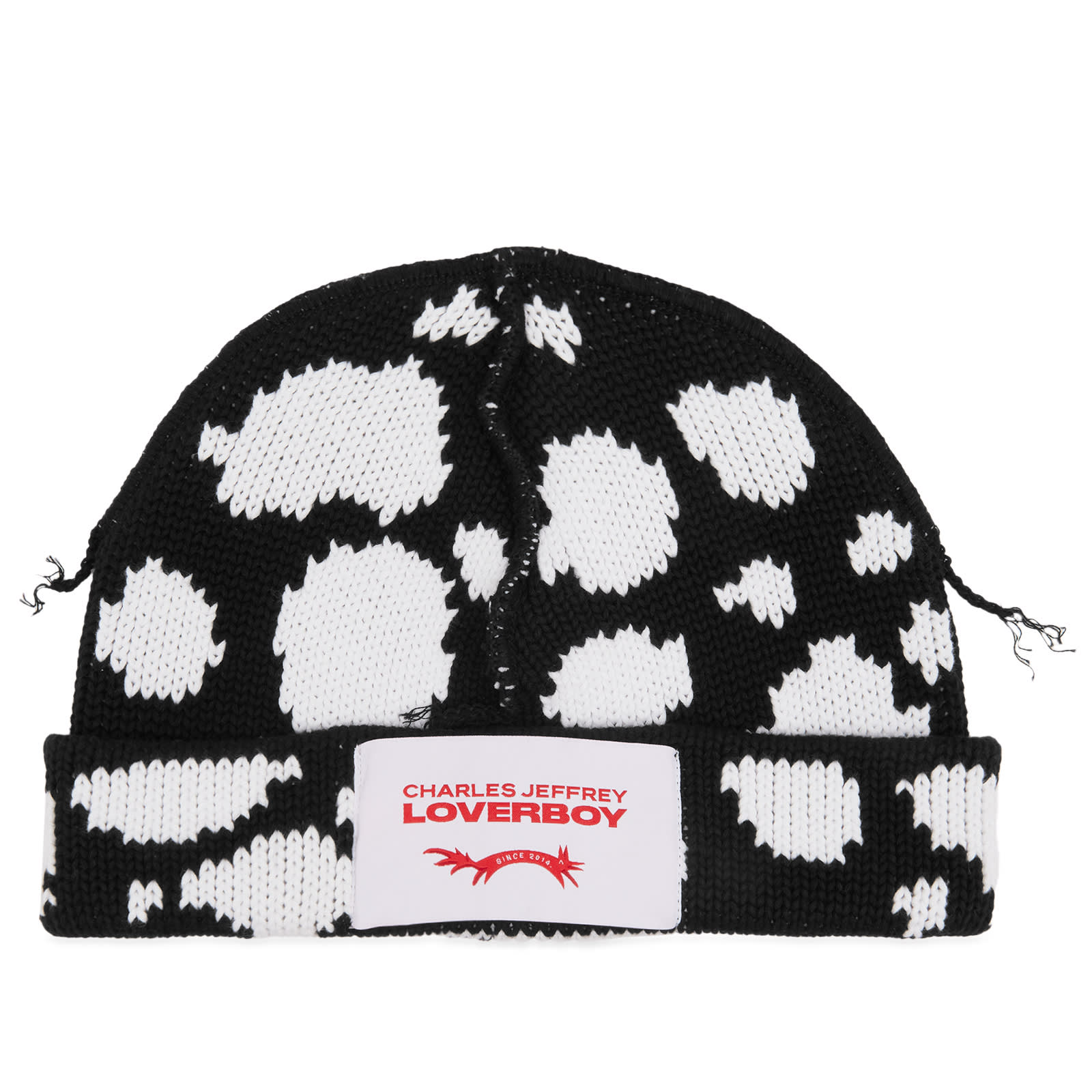 timelesz着用【Charles Jeffrey Loverboy】Polka Dot Beanie Charles Jeffrey Loverboy Beanie Black & White Polka Dot
