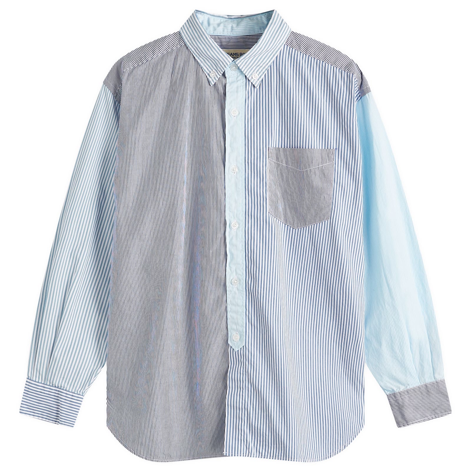 Beams Boy Women’s Stripe Patchwork Long Sleeve Shirt Blue