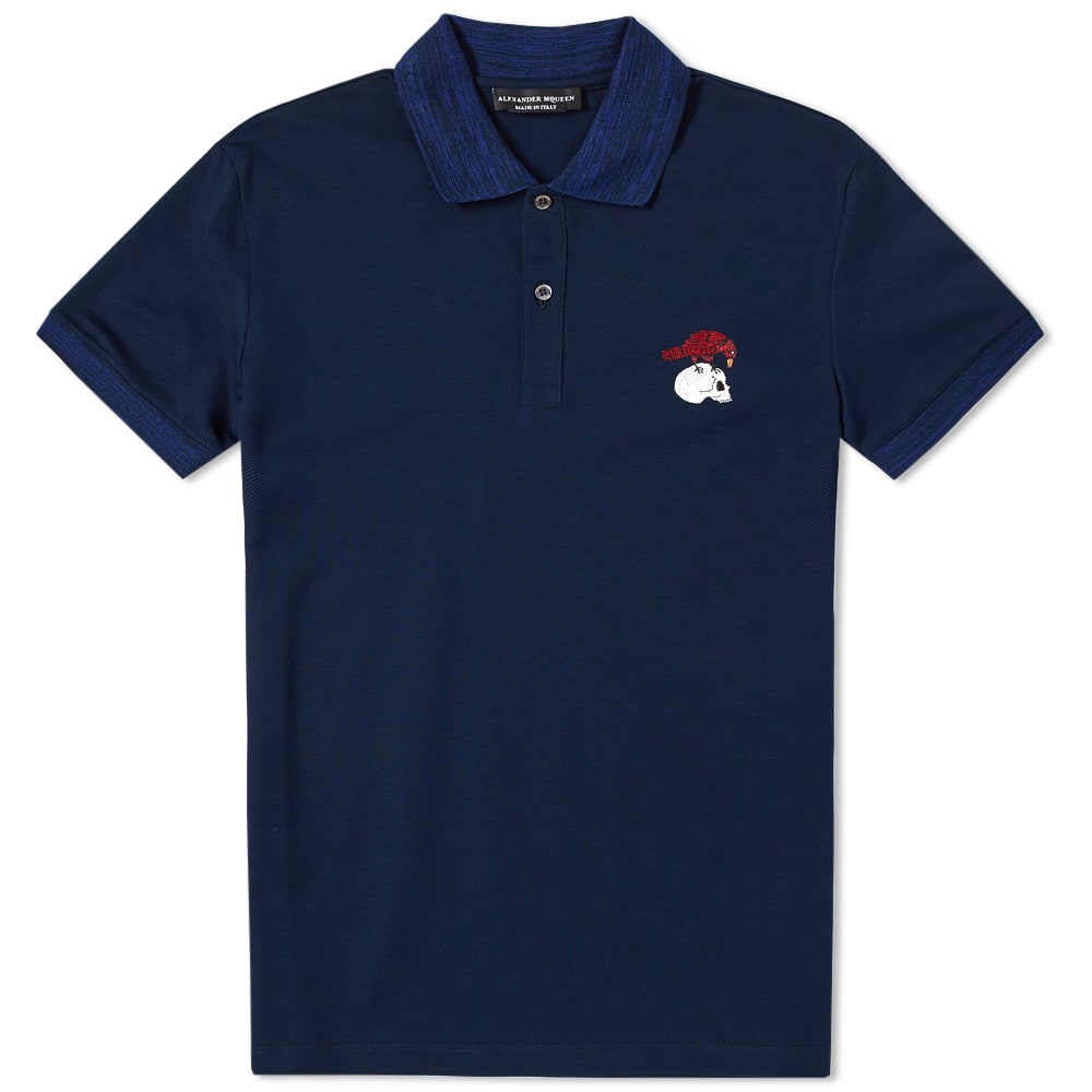 Click to view more detailed imagery on our partner's website Alexander Mcqueen Logo-embroidered Cotton-piquÉ Polo Shirt In Blue