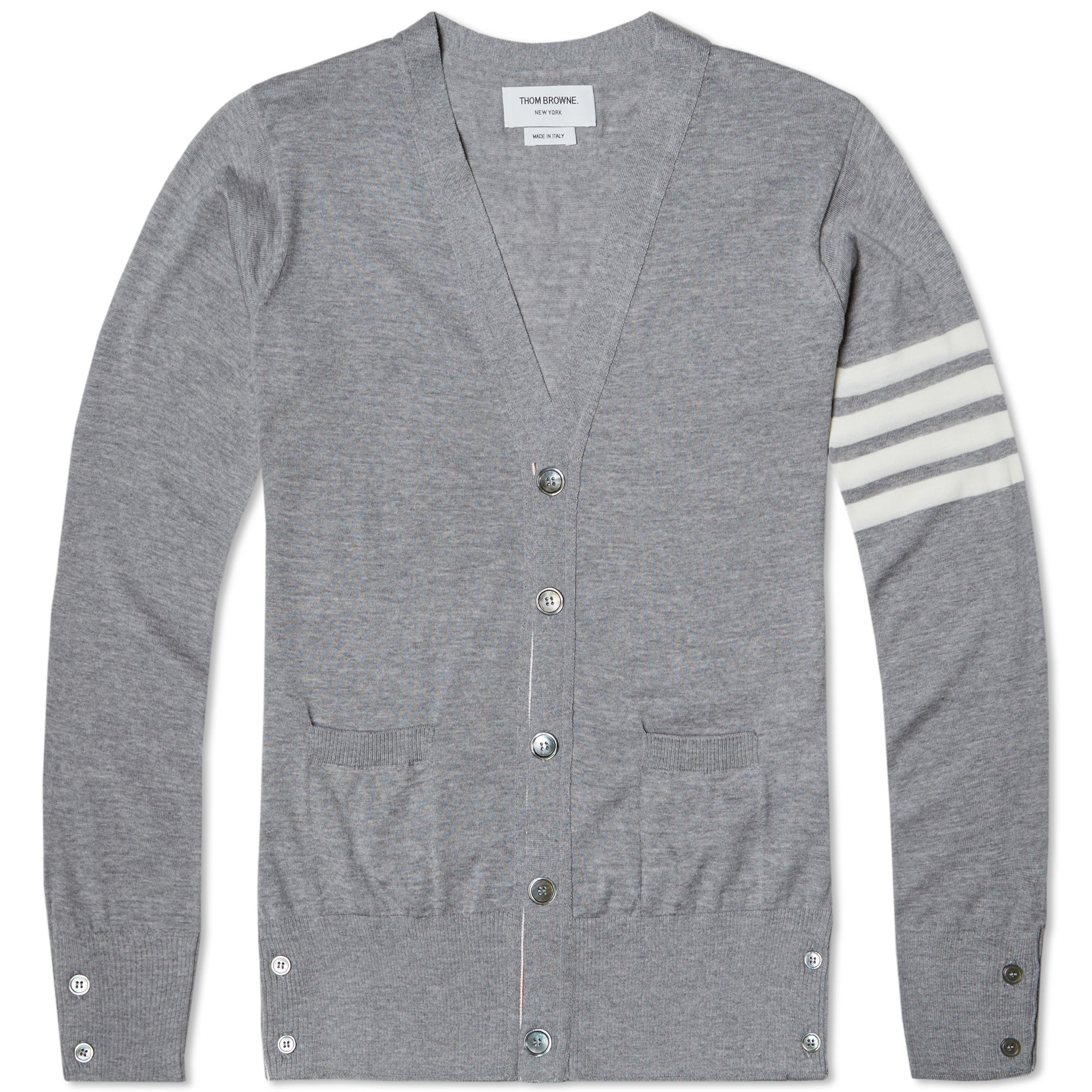 Thom Browne Classic Merino Cardigan Light Grey | END. (AU)