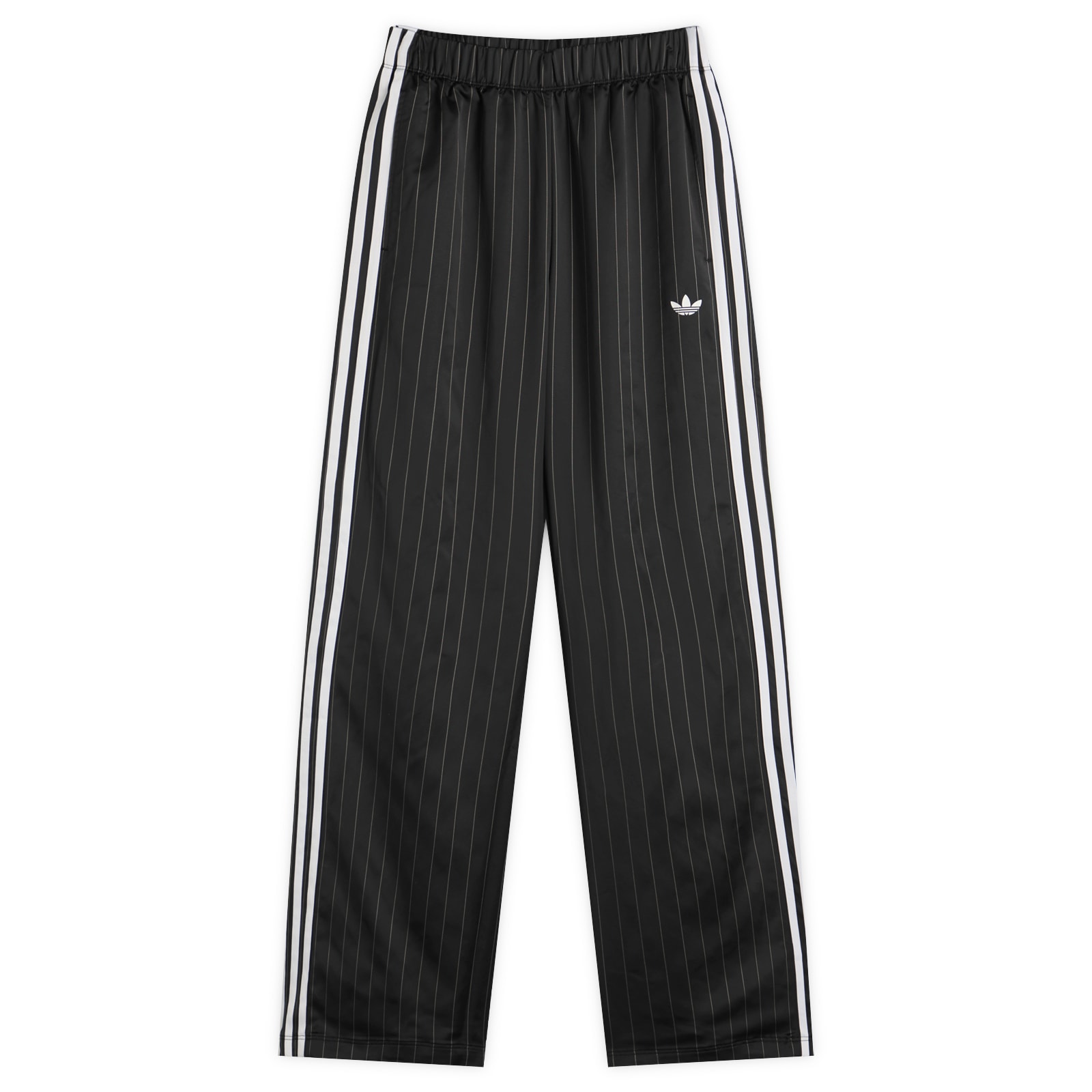 ★adidas★ Pinstripe satin wide pants black KD2295 adidas Satin Wide Legged Pants Black | END. (CA)