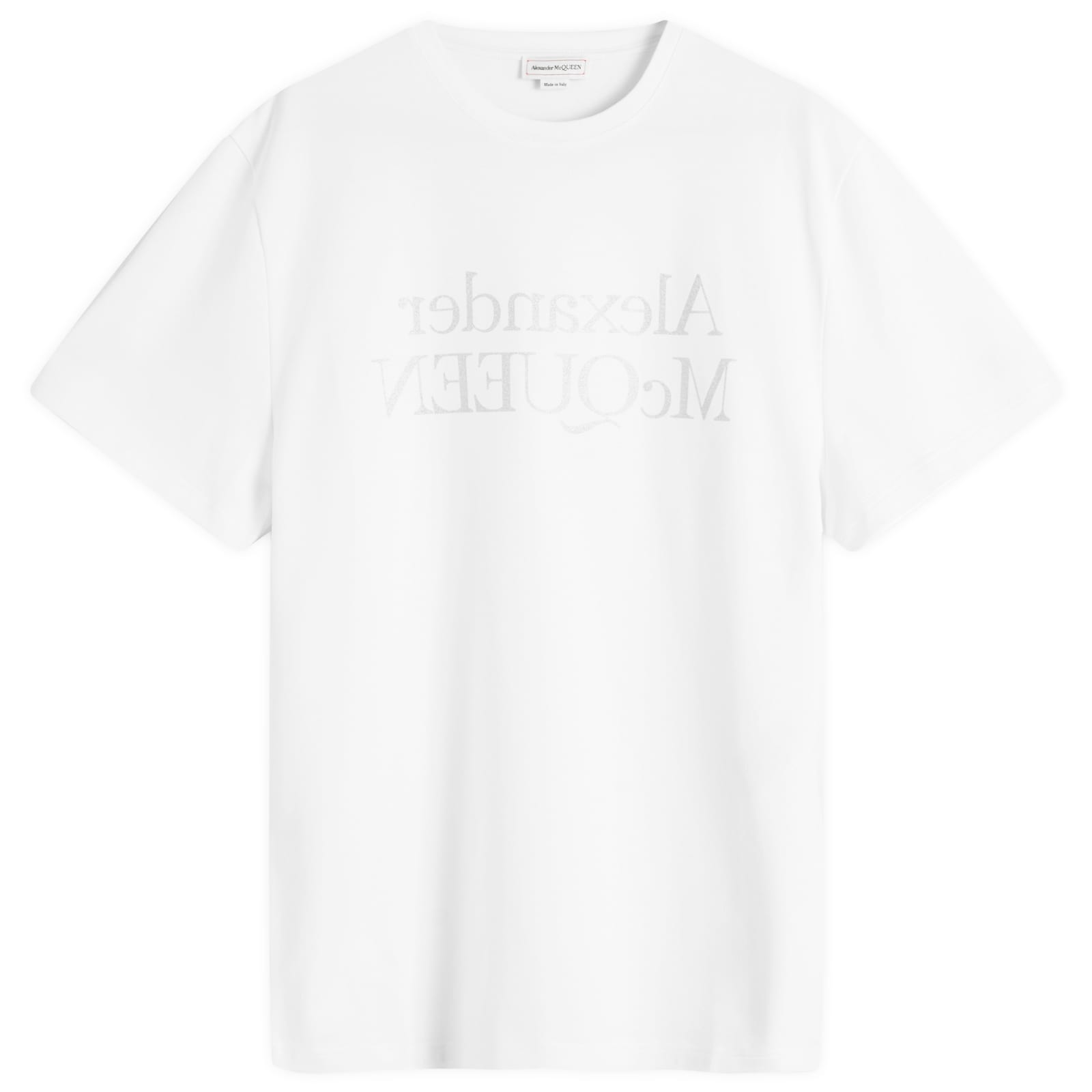 Tシャツ・カットソー alexander mcqueen SS24 T-SHIRT WITH LOGO (781977_QTAAZ0909) Alexander McQueen Reflective Reverse Logo T-Shirt White