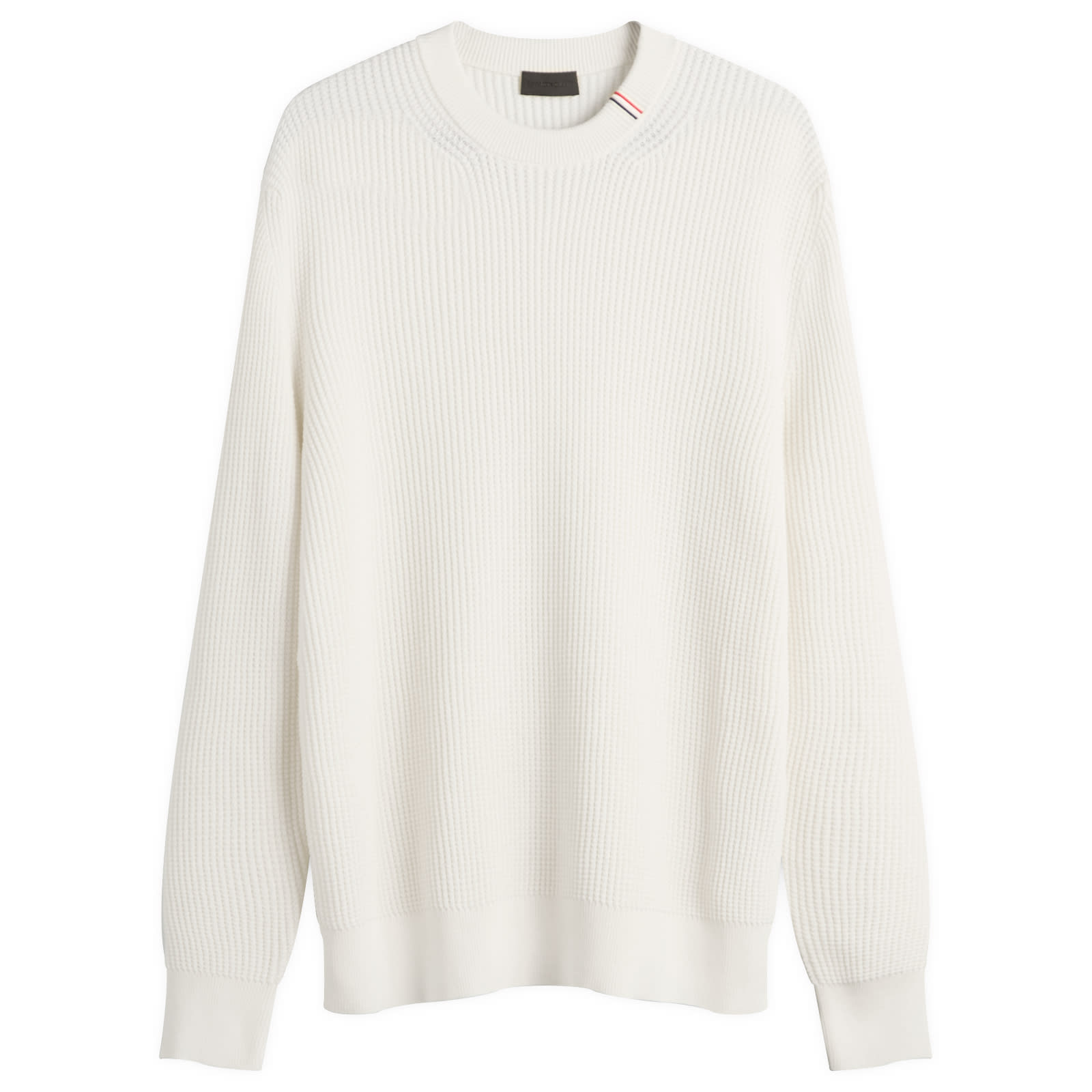 Moncler Men's White Cotton Woven Crew Neck Jumper