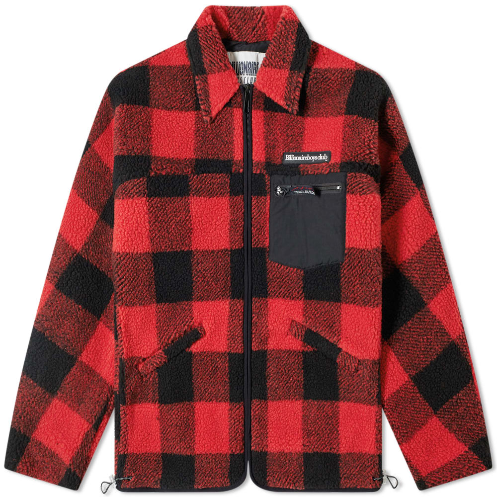 Billionaire Boys Club Fleece Check Zip Jacket Red | END.