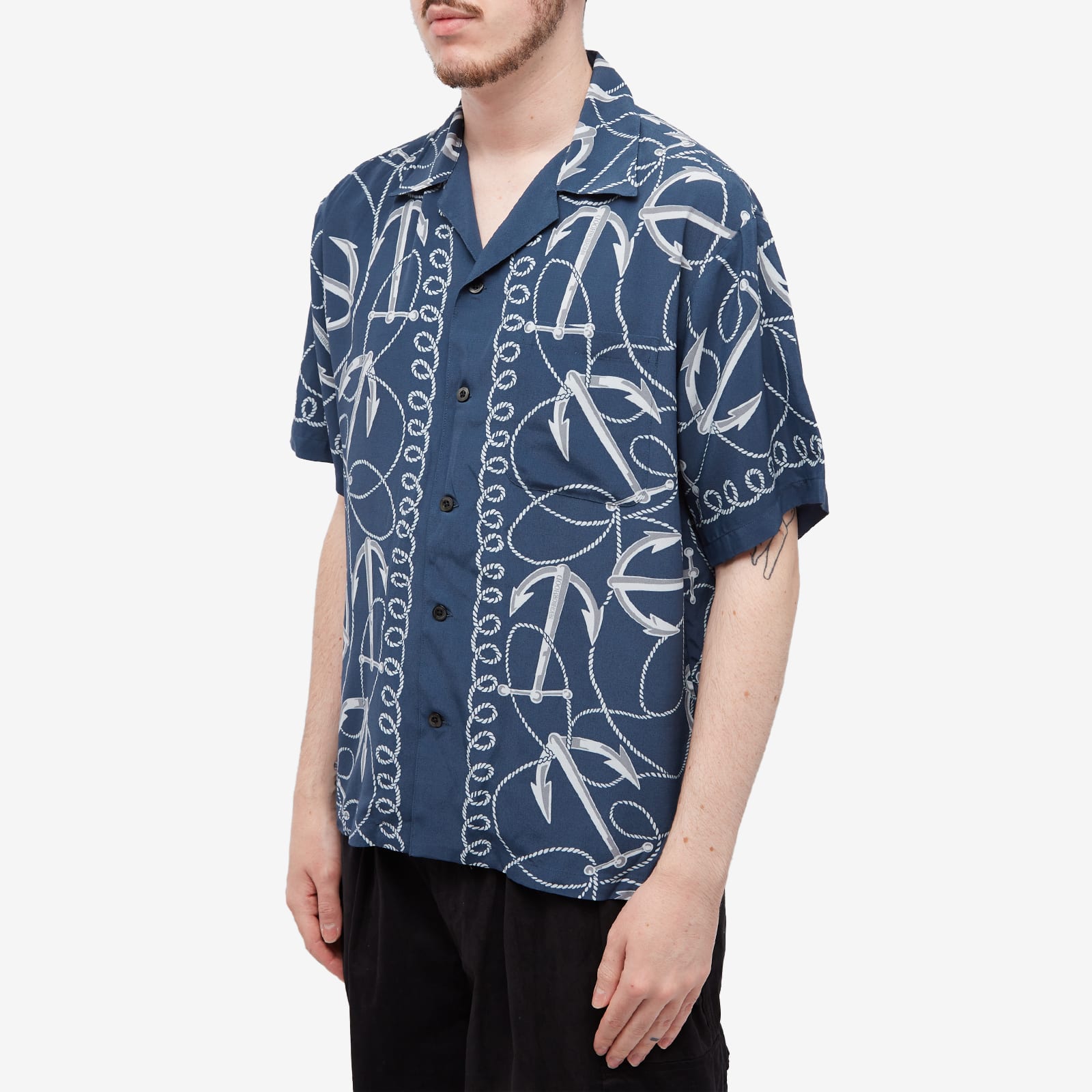 Neighborhood Men's Anchor Hawaiian Shirt Navy - Curated Menswear