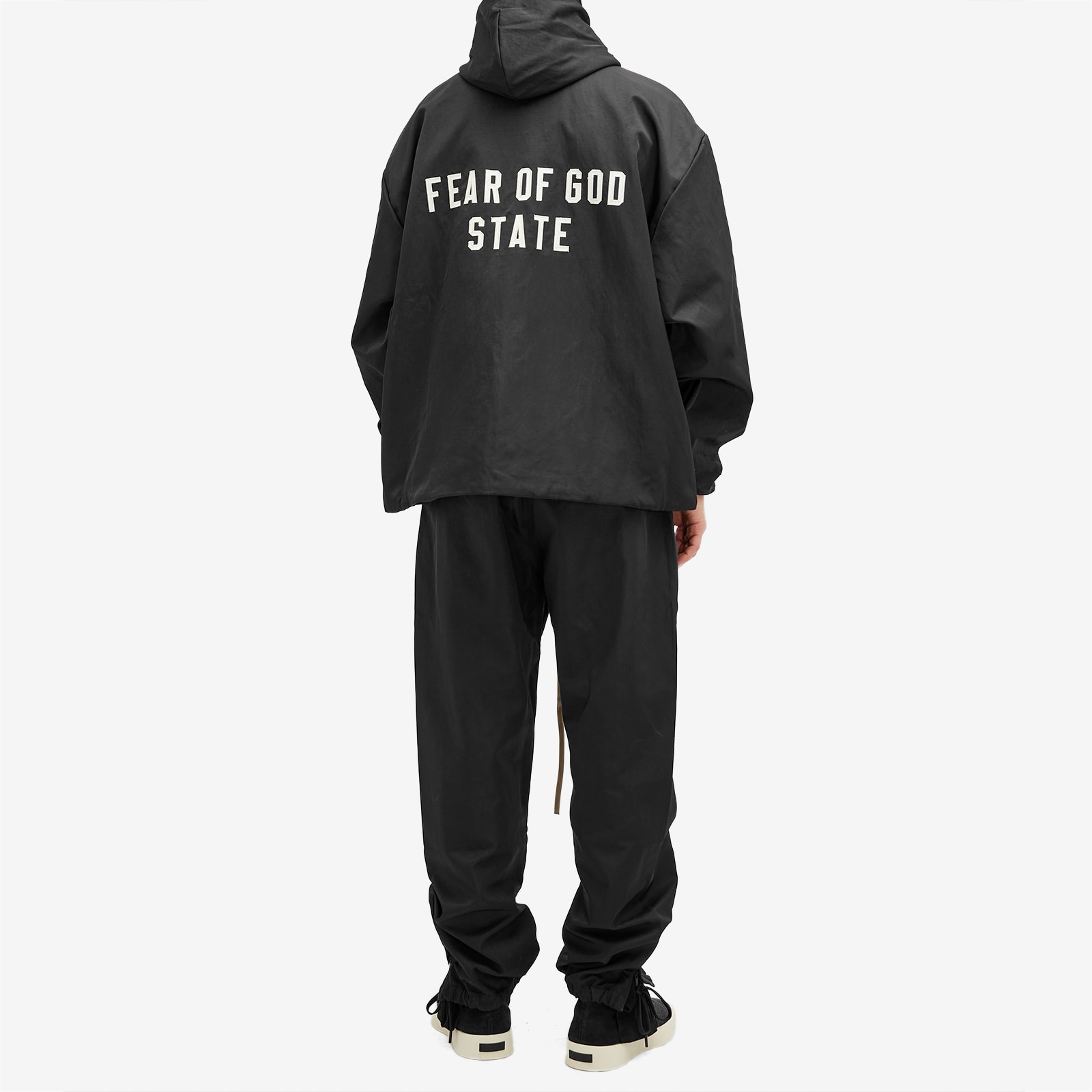 TEXTURED NYLON HOODED COACHES JACKET / BLACK(202BT246370F) ESSENTIALS(エッセンシャルズ) Fear of God ESSENTIALS Brown Textured Nylon Hooded Coaches Jacket