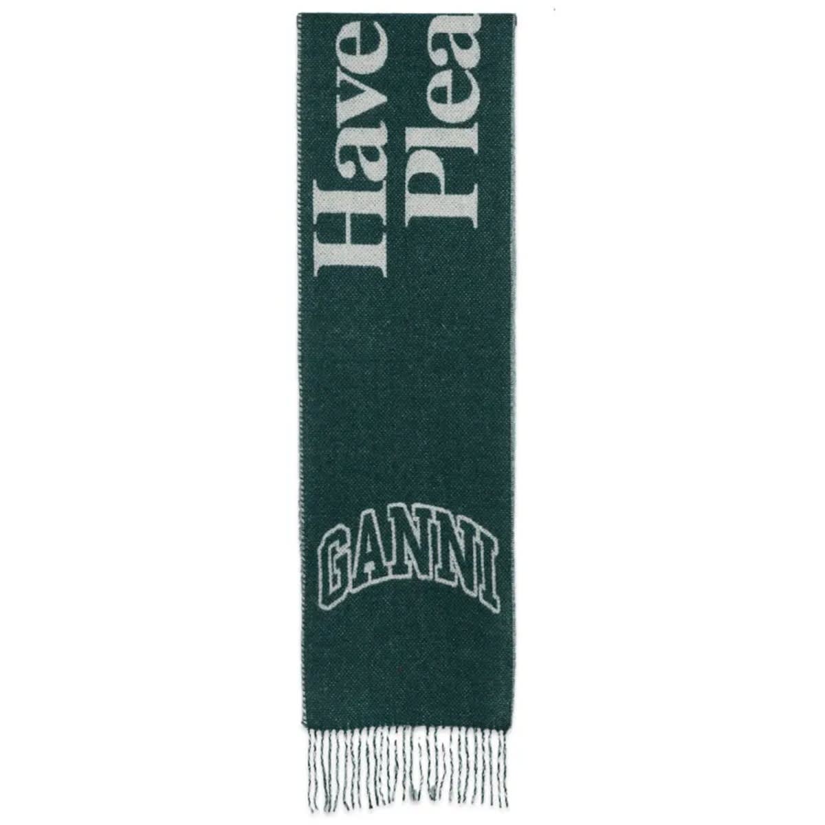 GANNI マフラー Narrow Scarf Please Recycle GANNI Women's Narrow Scarf Please Recycle in Forest Night GANNI