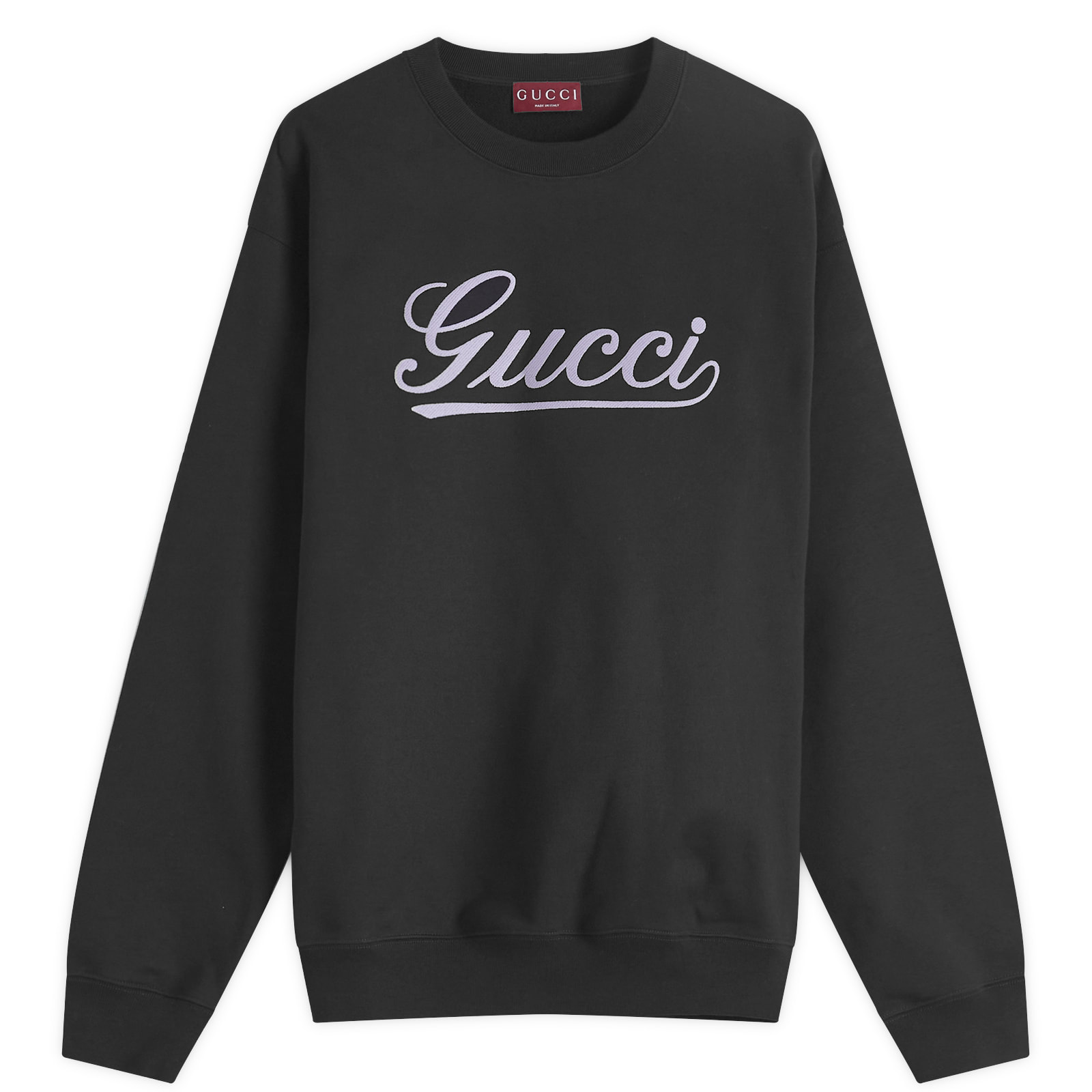 Gucci Script Logo Crew Neck Sweatshirt Black | END. (US)
