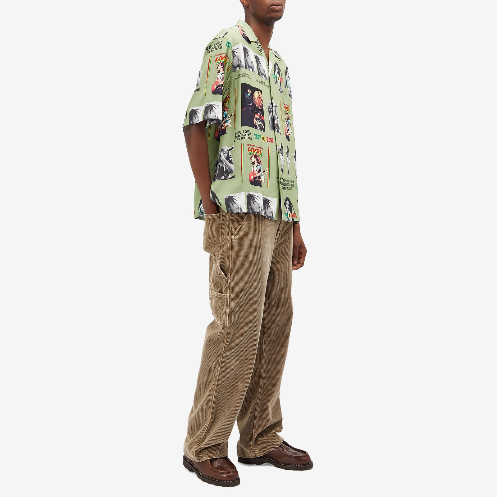 Wacko Maria Men's x Bob Marley Type-1 Hawaiian Shirt Green