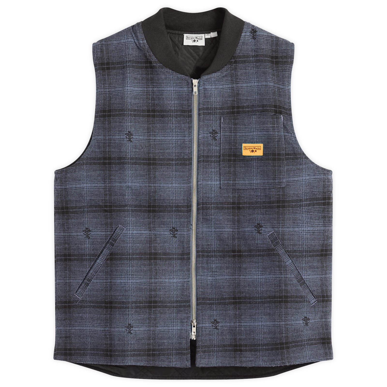 Service Works Men's Thistle Plaid Work Vest Olive - Curated Menswear