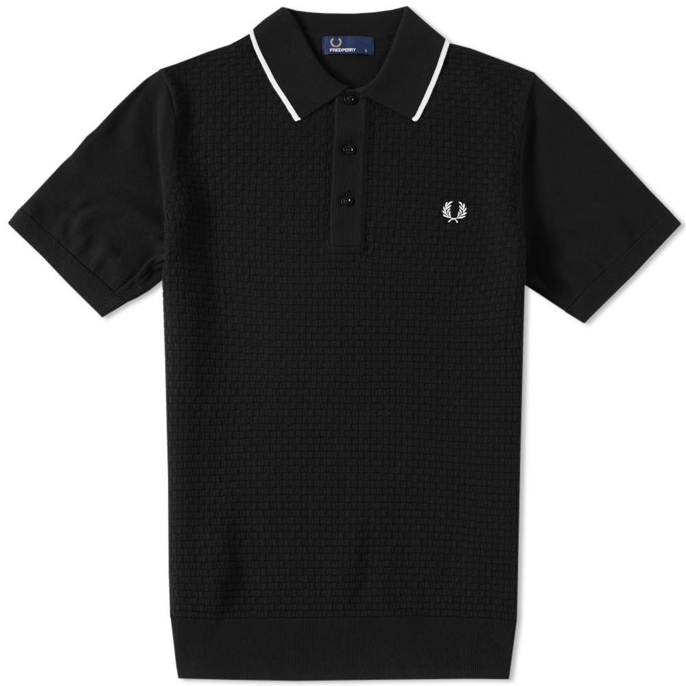 Fred Perry Checkerboard Knit Polo Black | END. (IT)