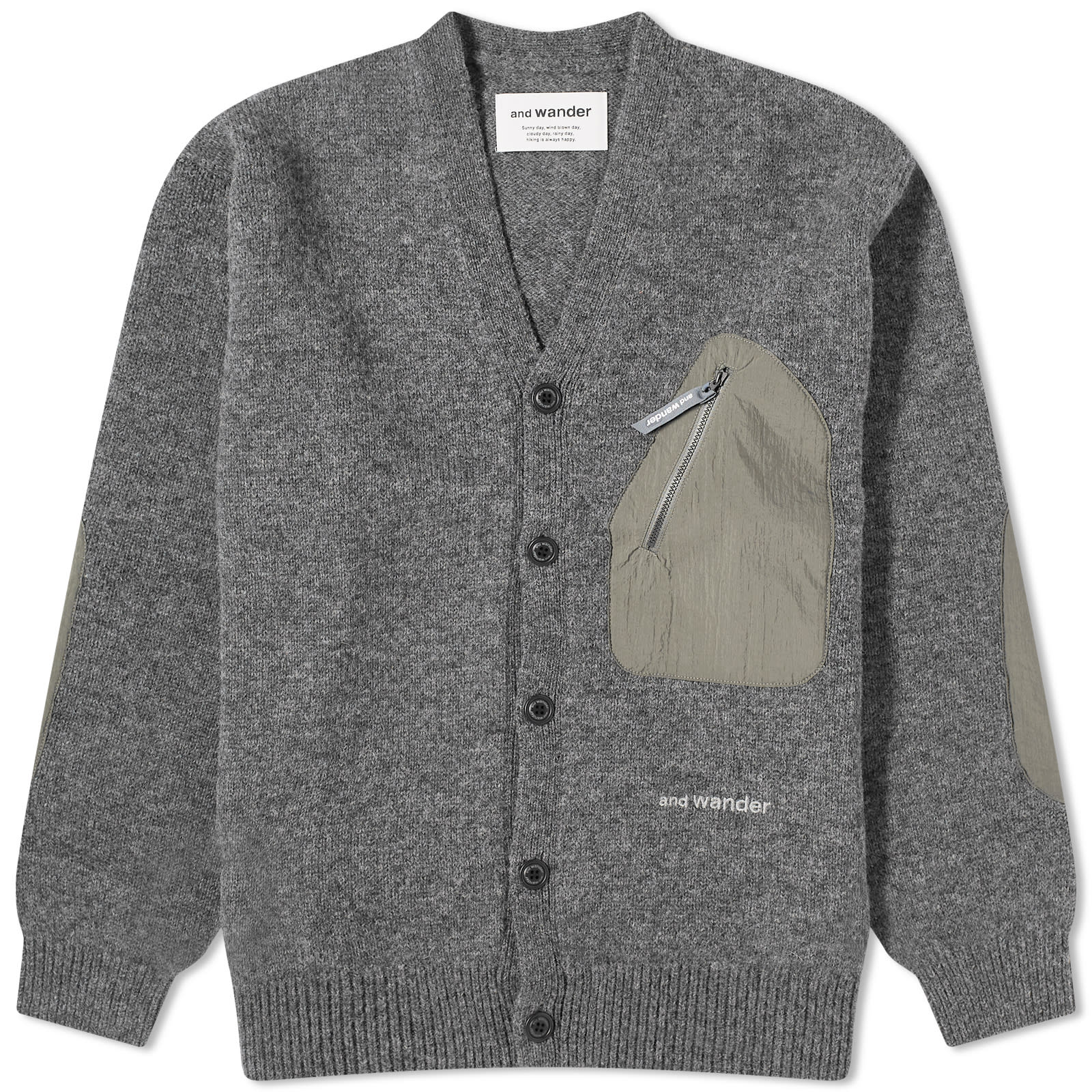 and wander Shetland Wool Knit Cardigan Grey END.