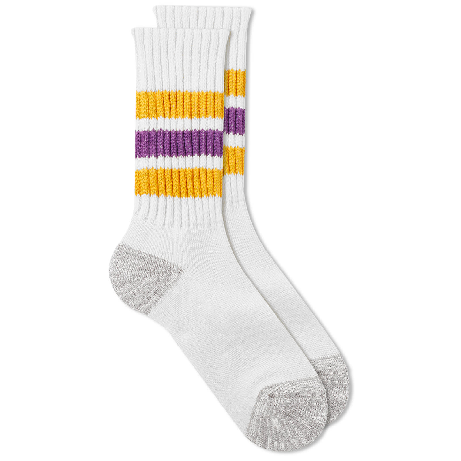 ROTOTO 1255 Old School Crew Socks in Blue/Orange