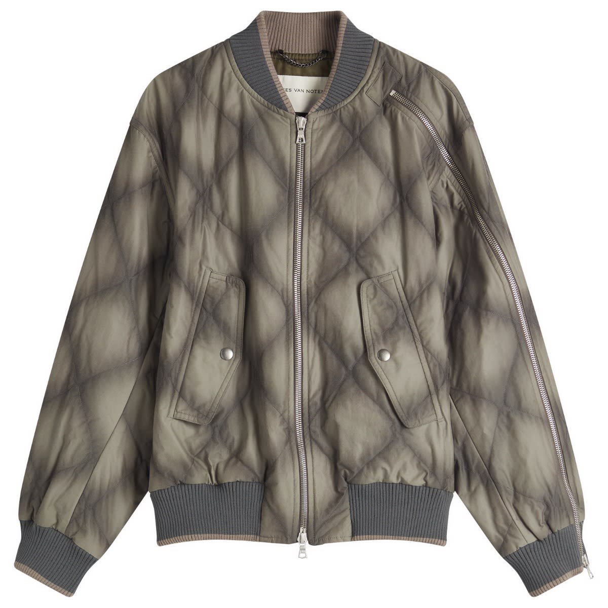 Dries Van Noten Men's Vilmory Embroidered Bomber Jacket Anthracite