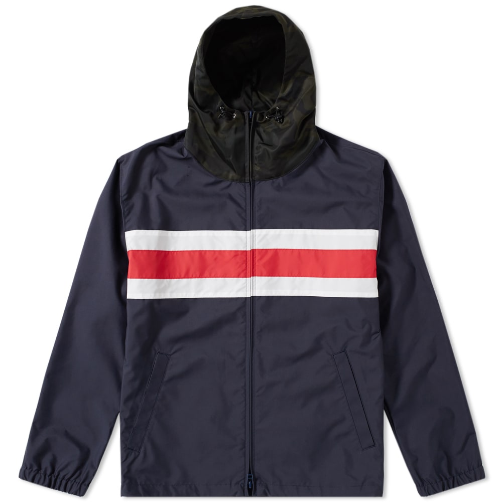 In a quest for high-tech materials, SOPHNET. focus on comfortable and functional clothes for the urban dweller. Renowned for their stripe, star and camouflage covered pieces, the Japanese label add all the elements so you can tap into their signature style. Cut from a durable nylon shell, the jacket offers a water repellent finish and high durability for unexpected shifts in weather.

100% Nylon
Water Repellent Shell
Camouflage Hood
Stripe Chest Print
SOPHNET. Applique
Full Zip Closure
Side Entry Pockets
Made in Japan