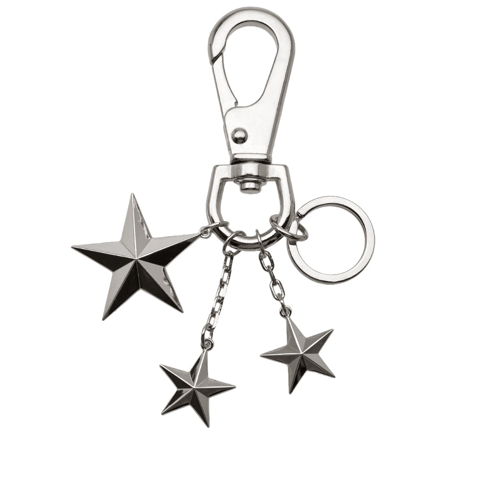 Add the signature motif of Japanese label SOPHNET. to your keys or bags with this silver star keyring.  Renowned for their star covered pieces, the design taps into their musical, art and industrial-inspired fashion.

Brass Keyring
Multiple Star Design
Made In Japan