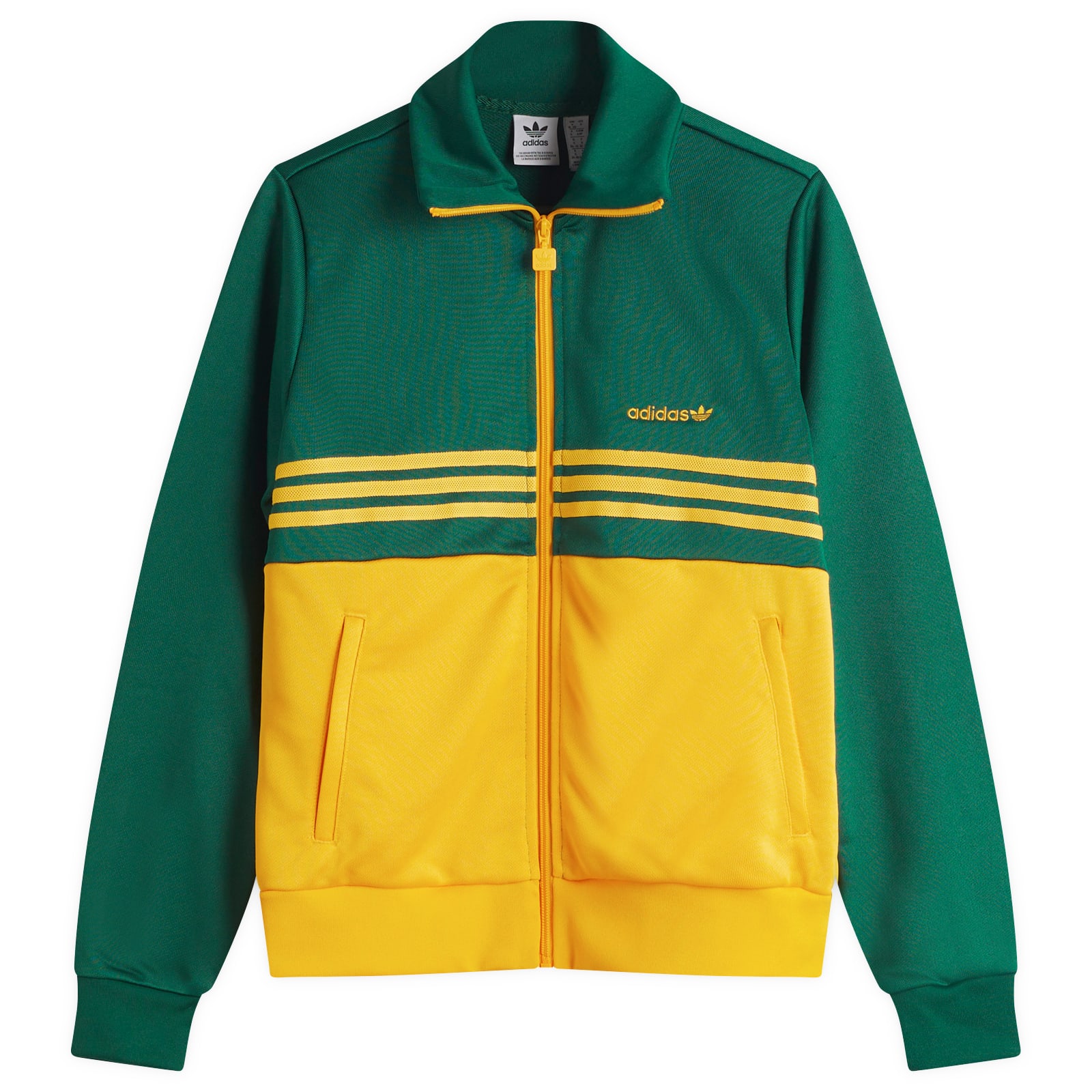 Adidas Women's Green/Yellow 3 Stripe Track Top