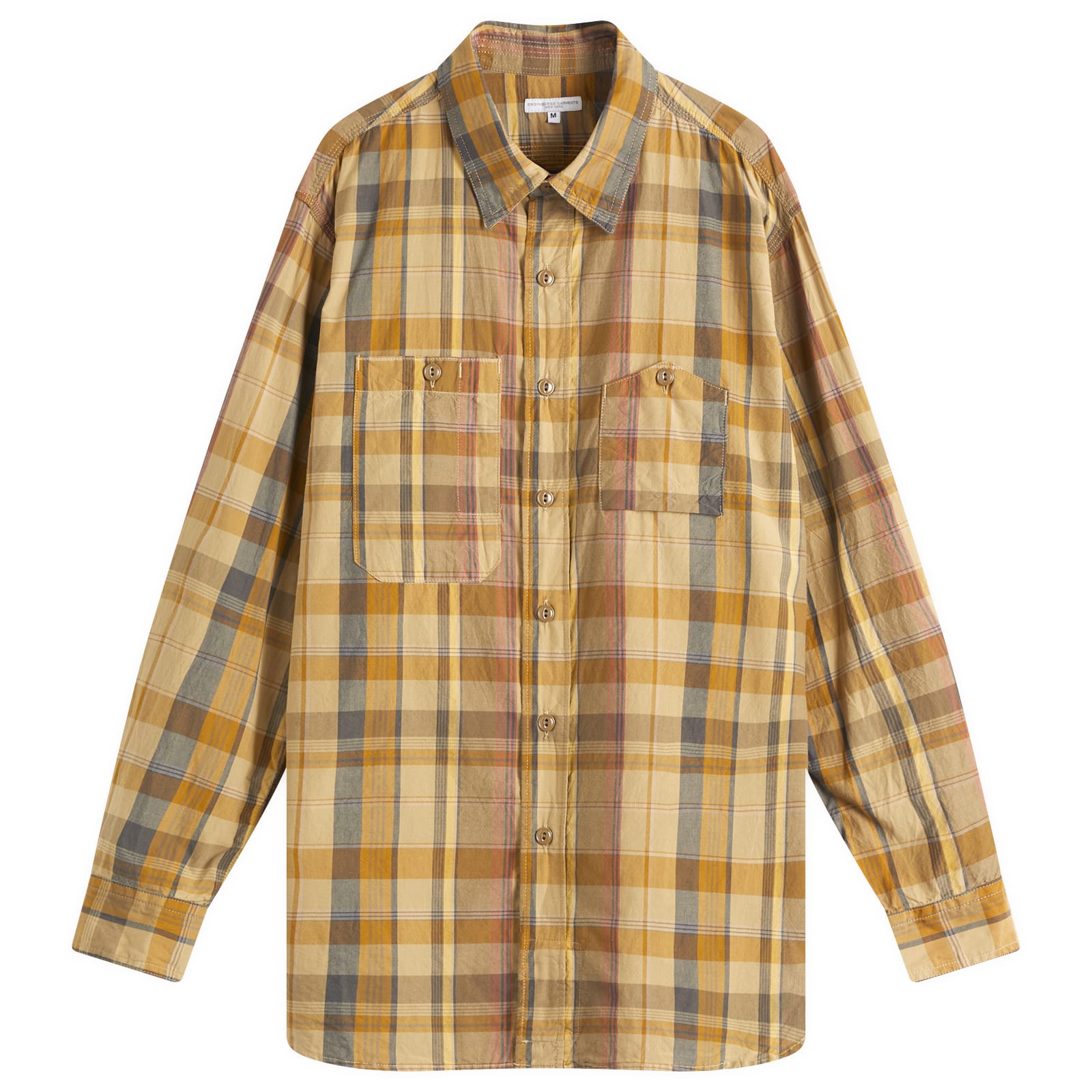 Engineered Garments Men's Work Shirt Olive Cotton Madras Plaid
