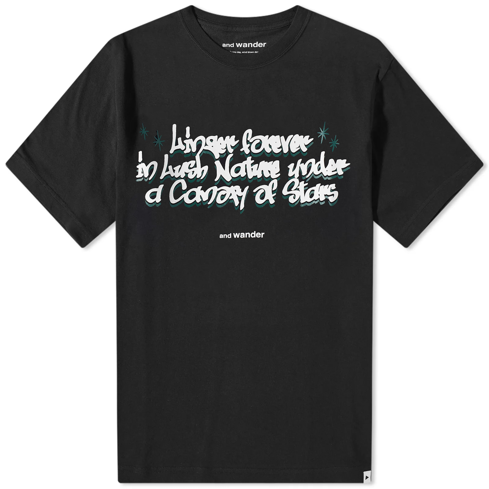 And Wander Graffiti Logo T Shirt Black END and-wander-graffiti-logo-t-shirt-black-end