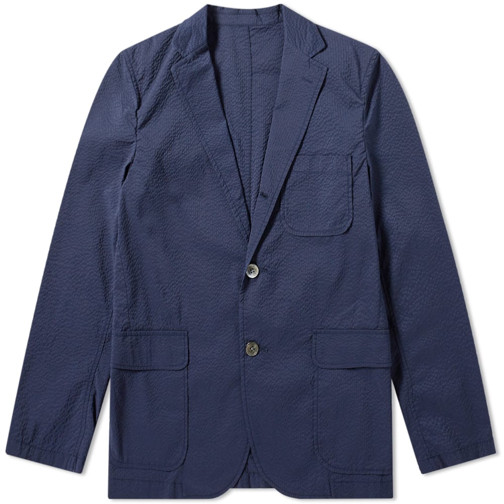 Beams Plus 3 Button Seersucker Blazer Navy | END.